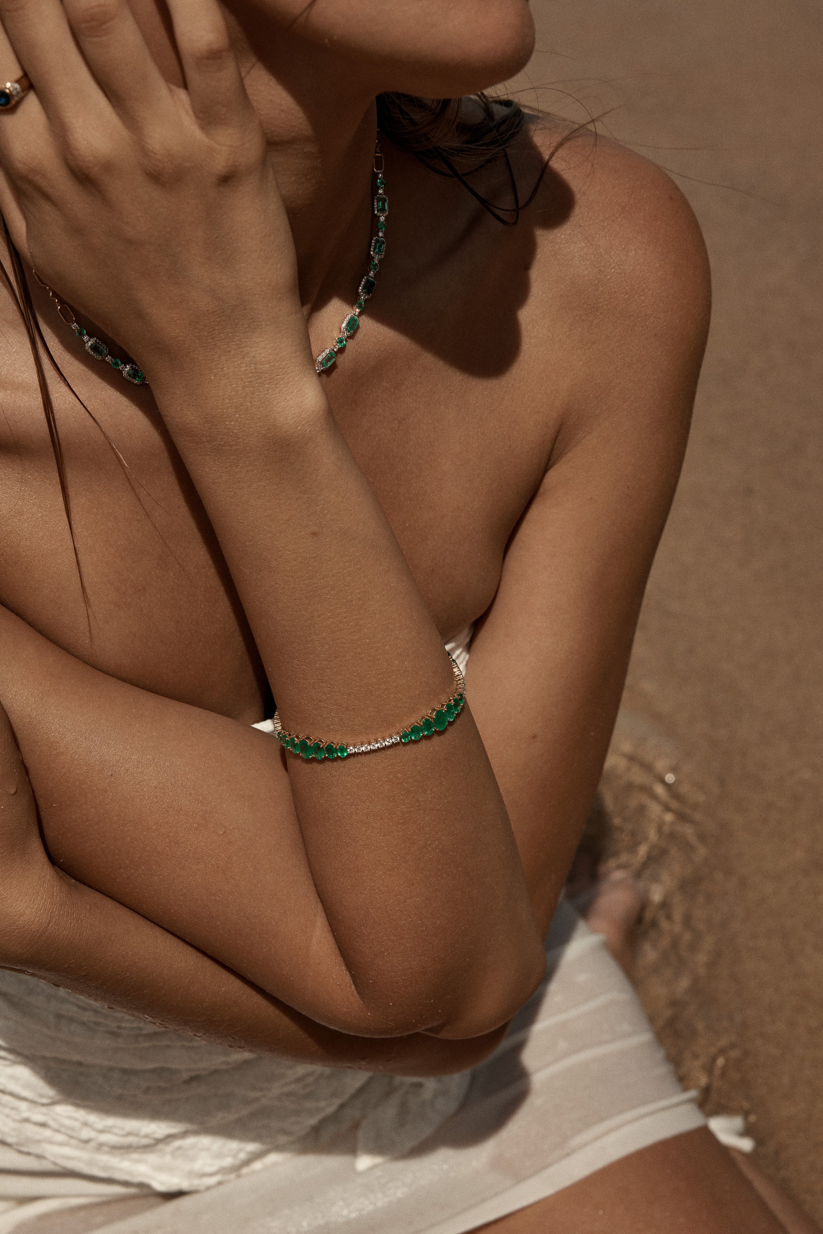 Zambian Emerald and Diamond Bracelet 18k Gold