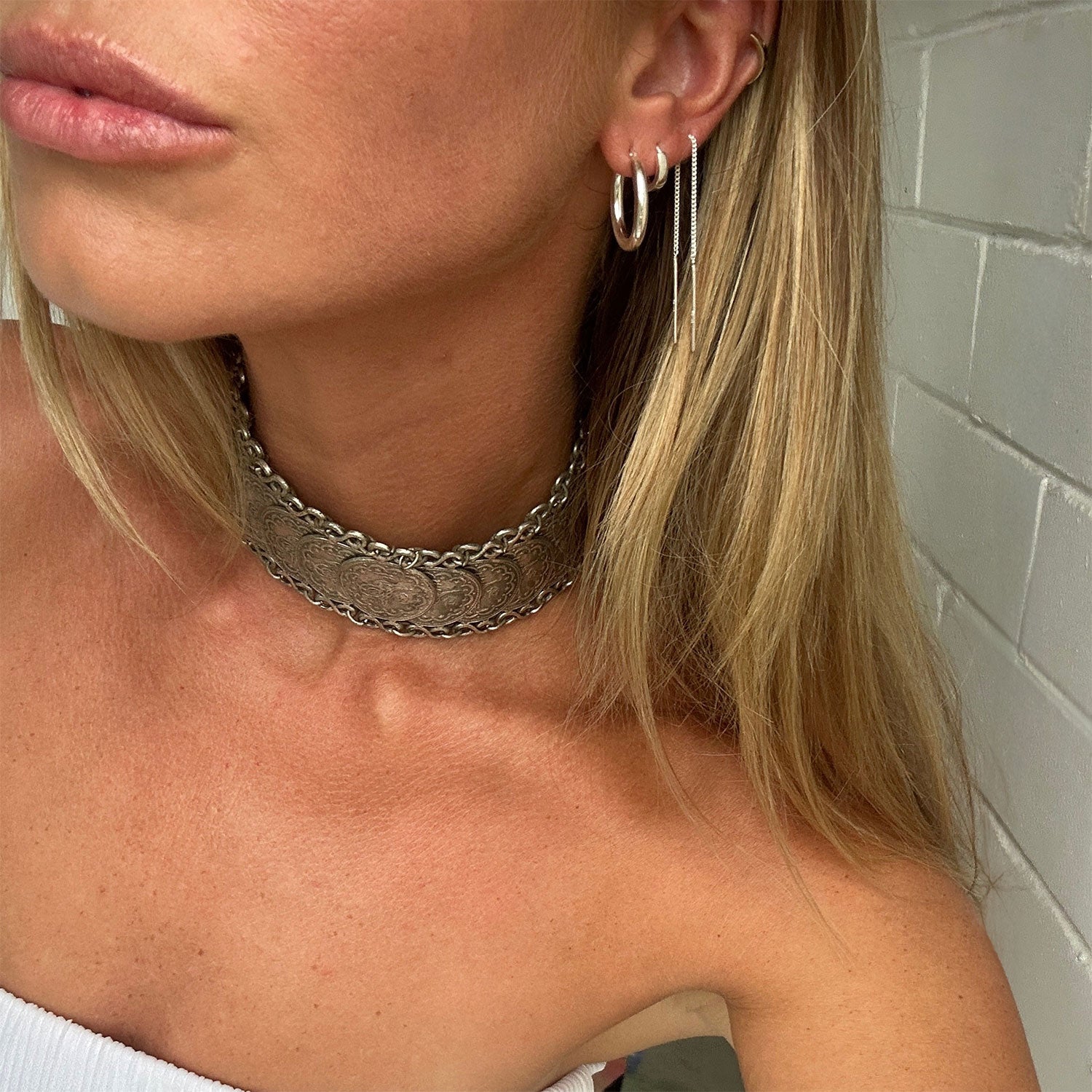 Silver Helix Huggie