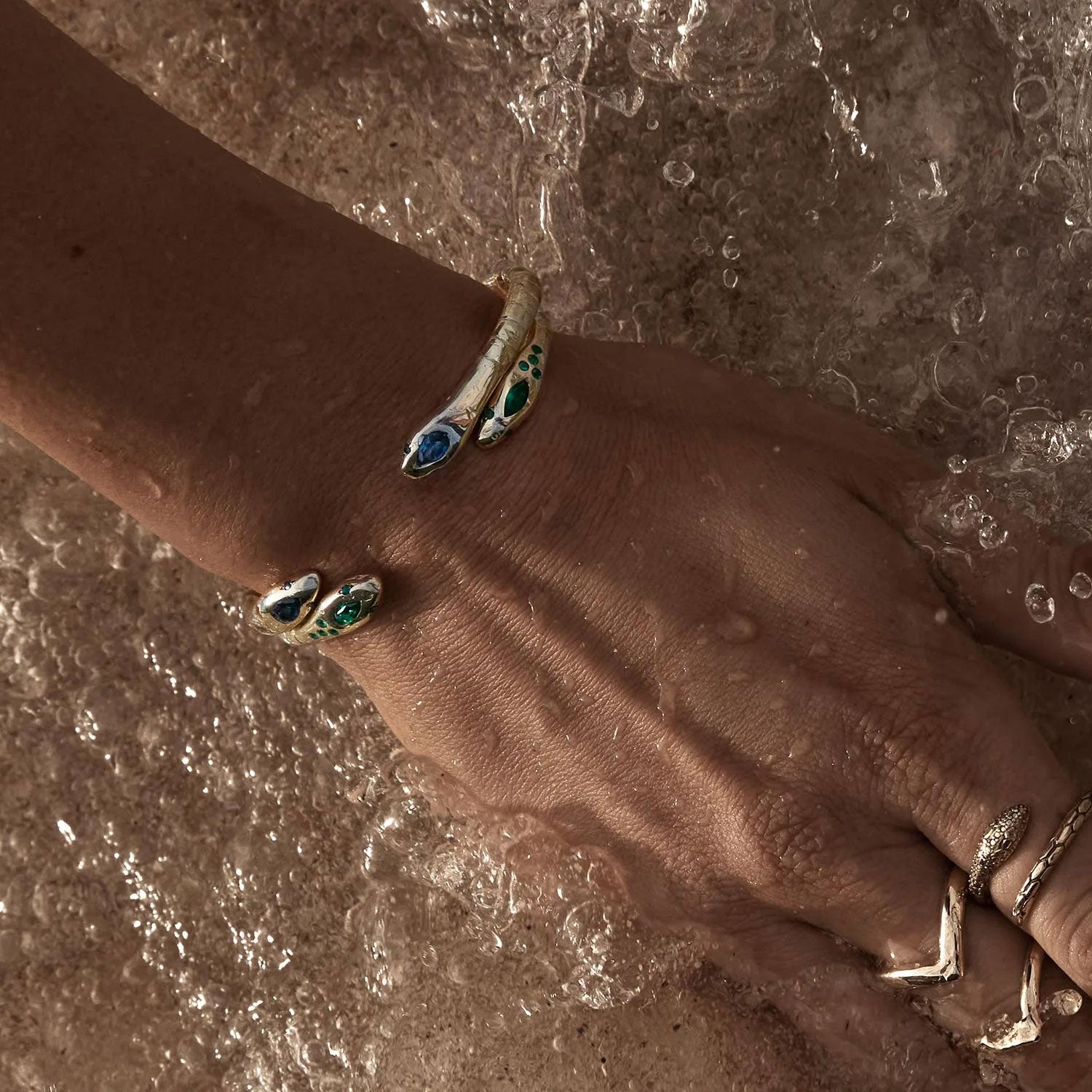 Medusa Blue Topaz Snake Cuff