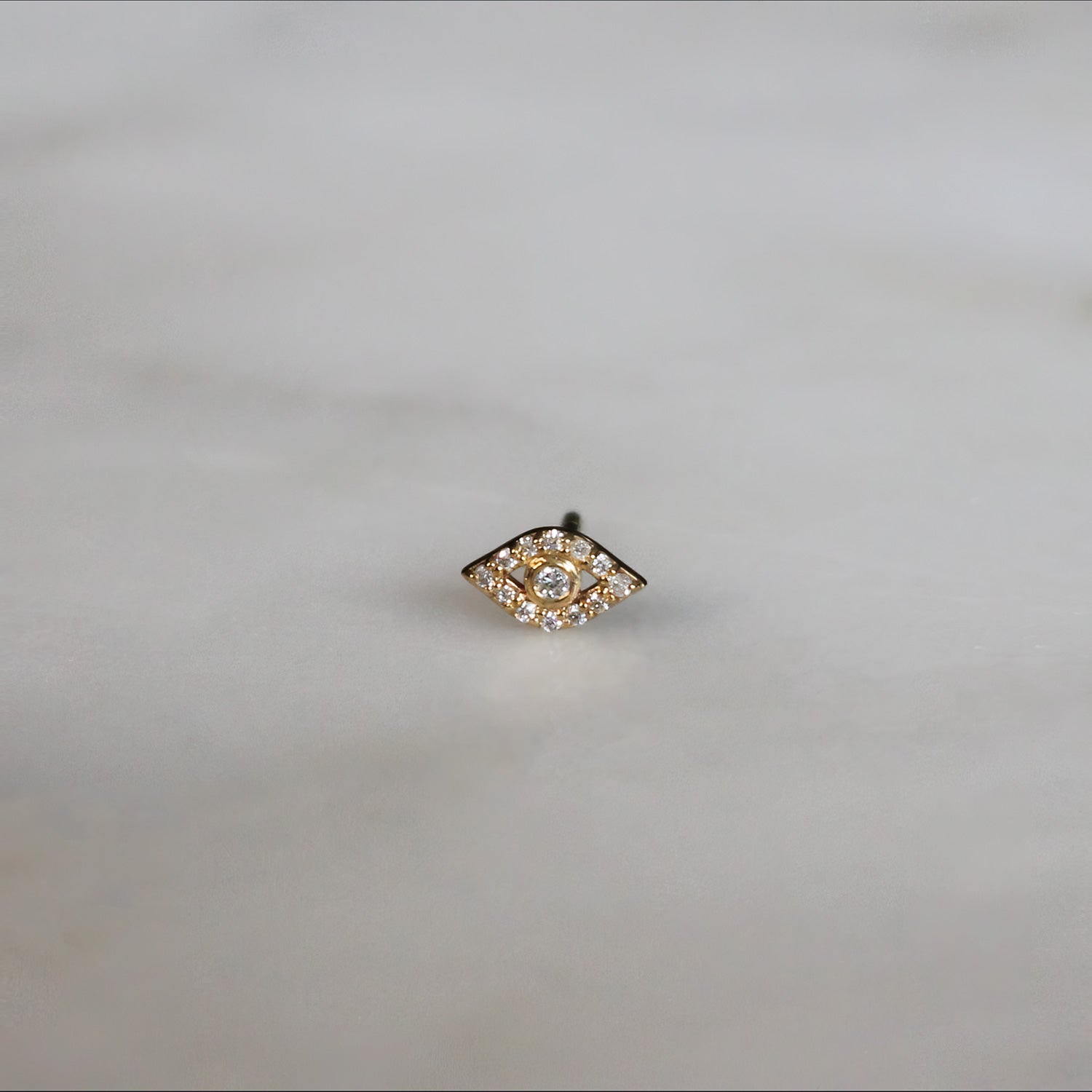 Diamond Evil Eye Solid Gold Stud Earring
