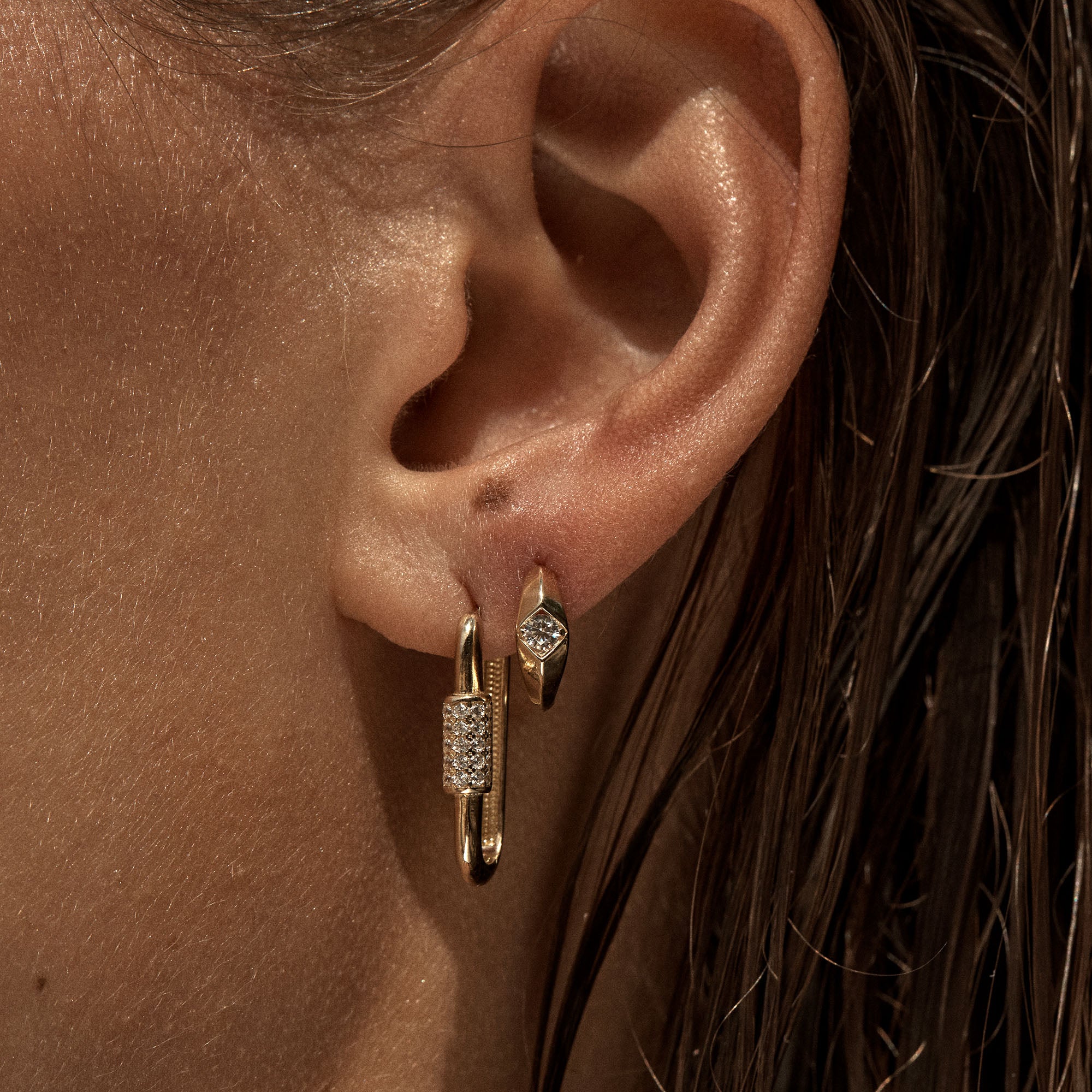 Fancy Paperclip Huggies in 9ct Solid Gold