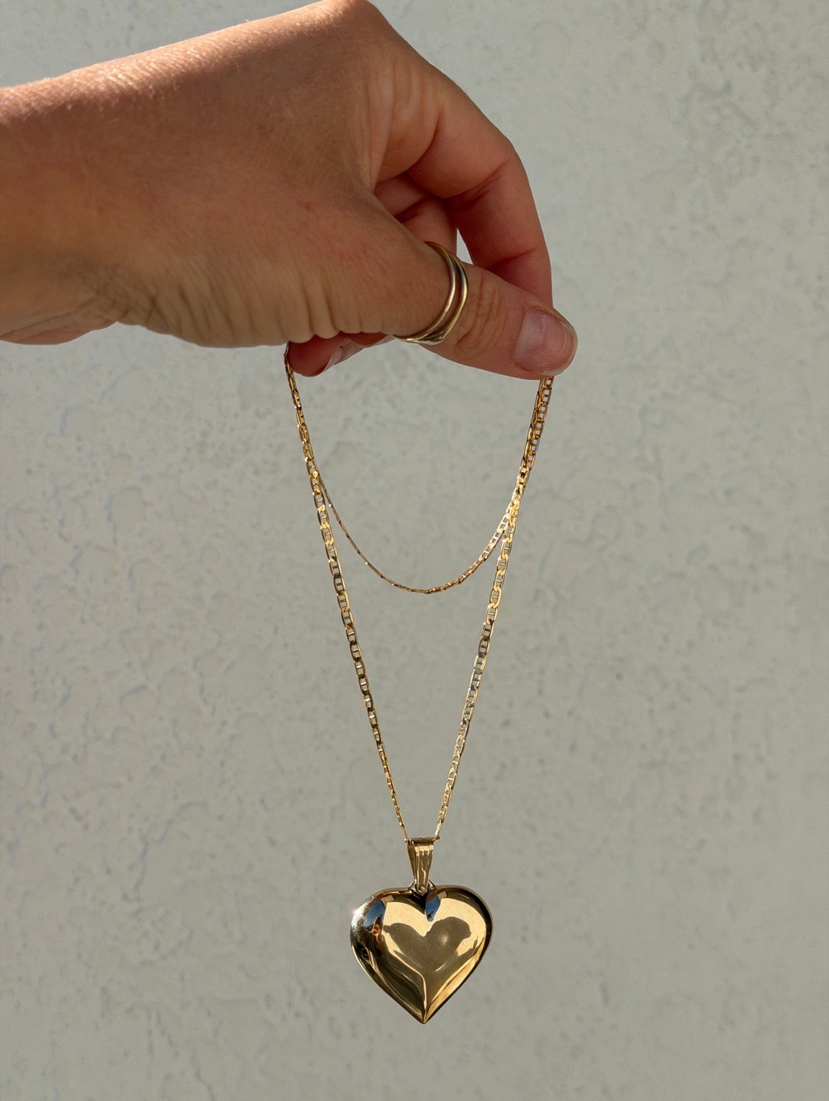 Gold Puff Heart Necklace