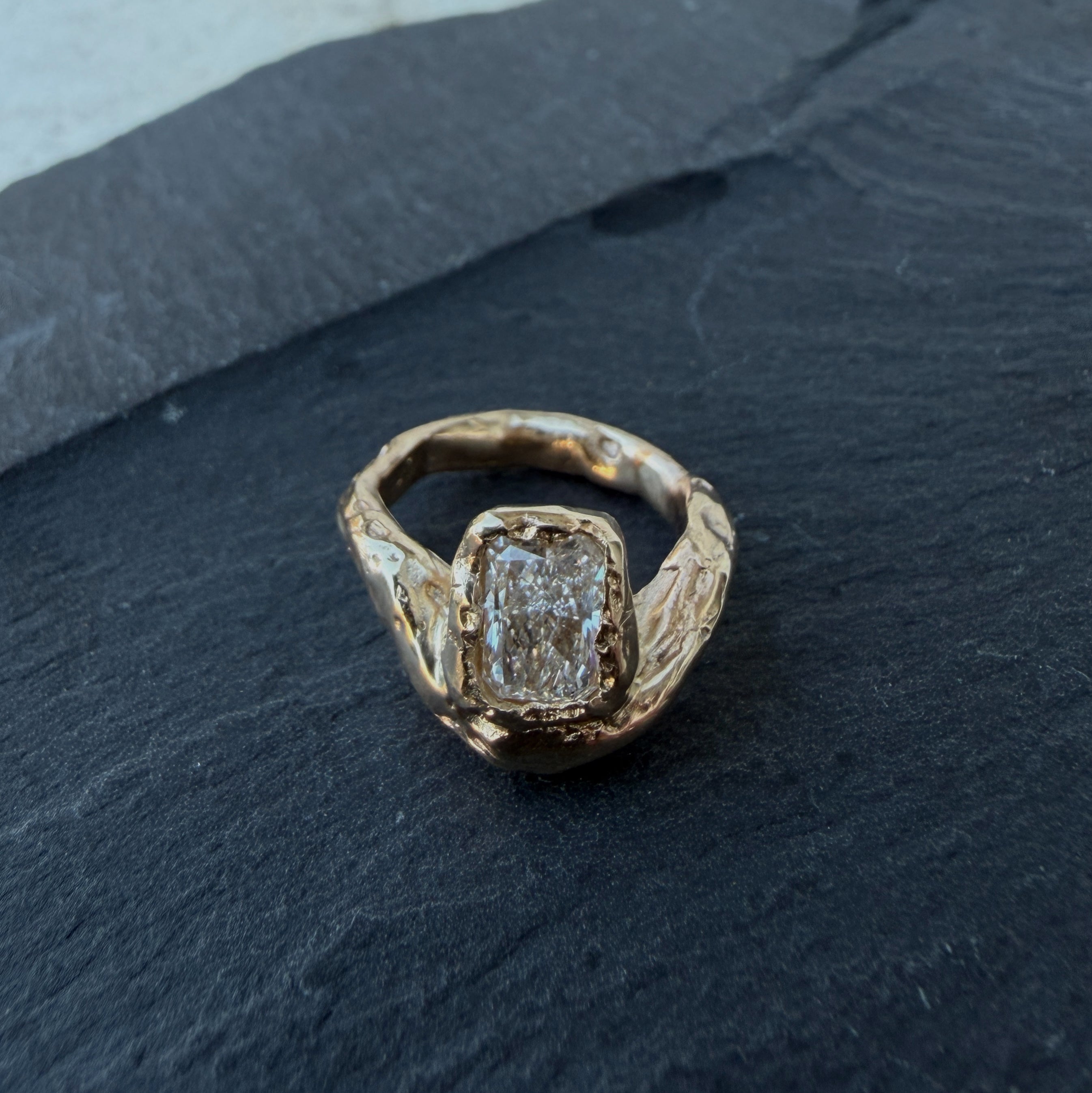 Crushed Ice Radiant Diamond Ring