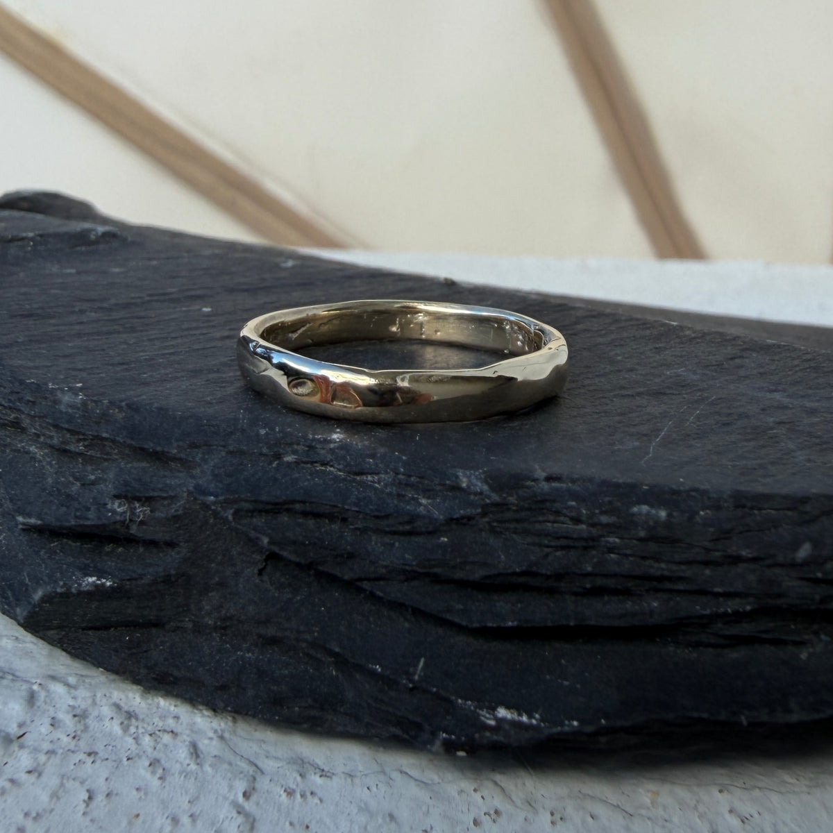 Plain Molten Gold Wedding Band - unisex