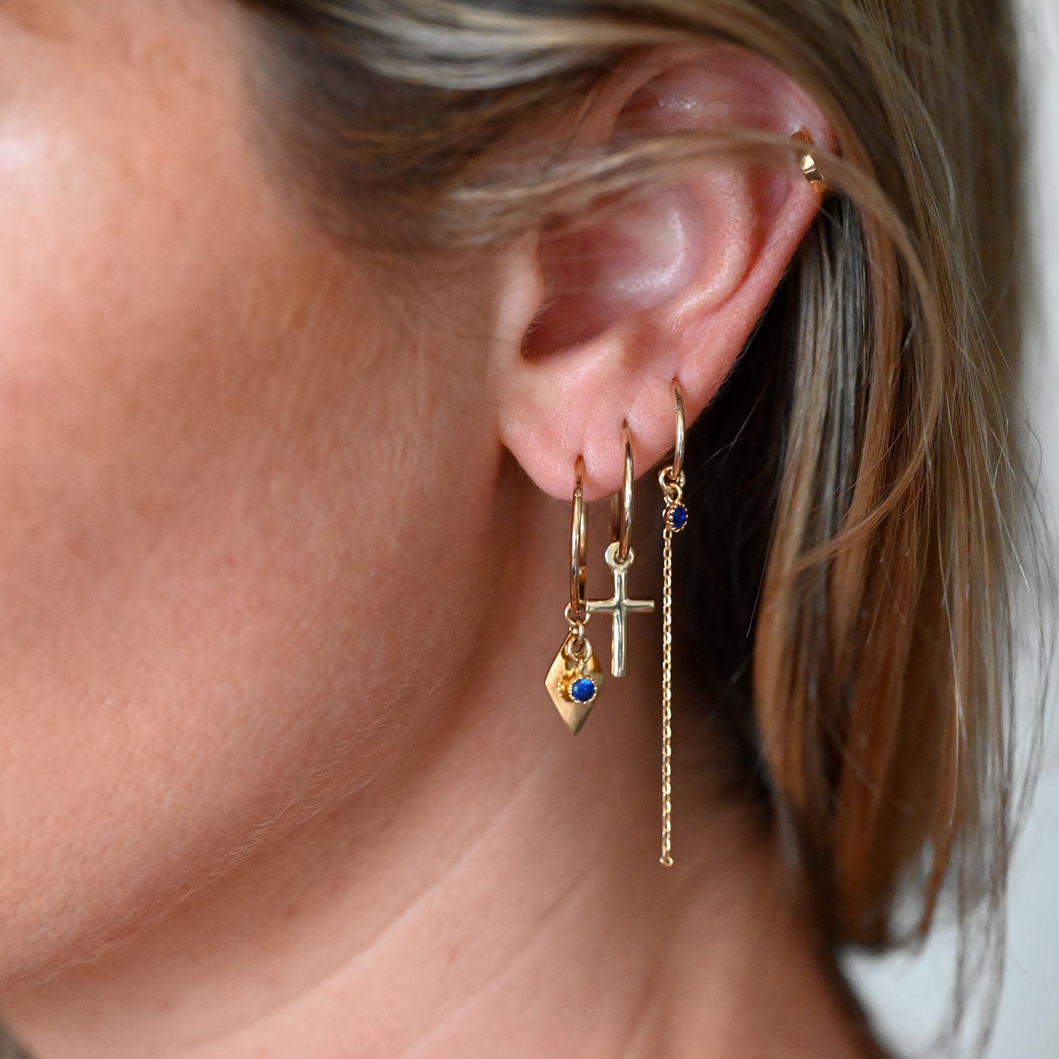 The Sapphire & Chain Hoops