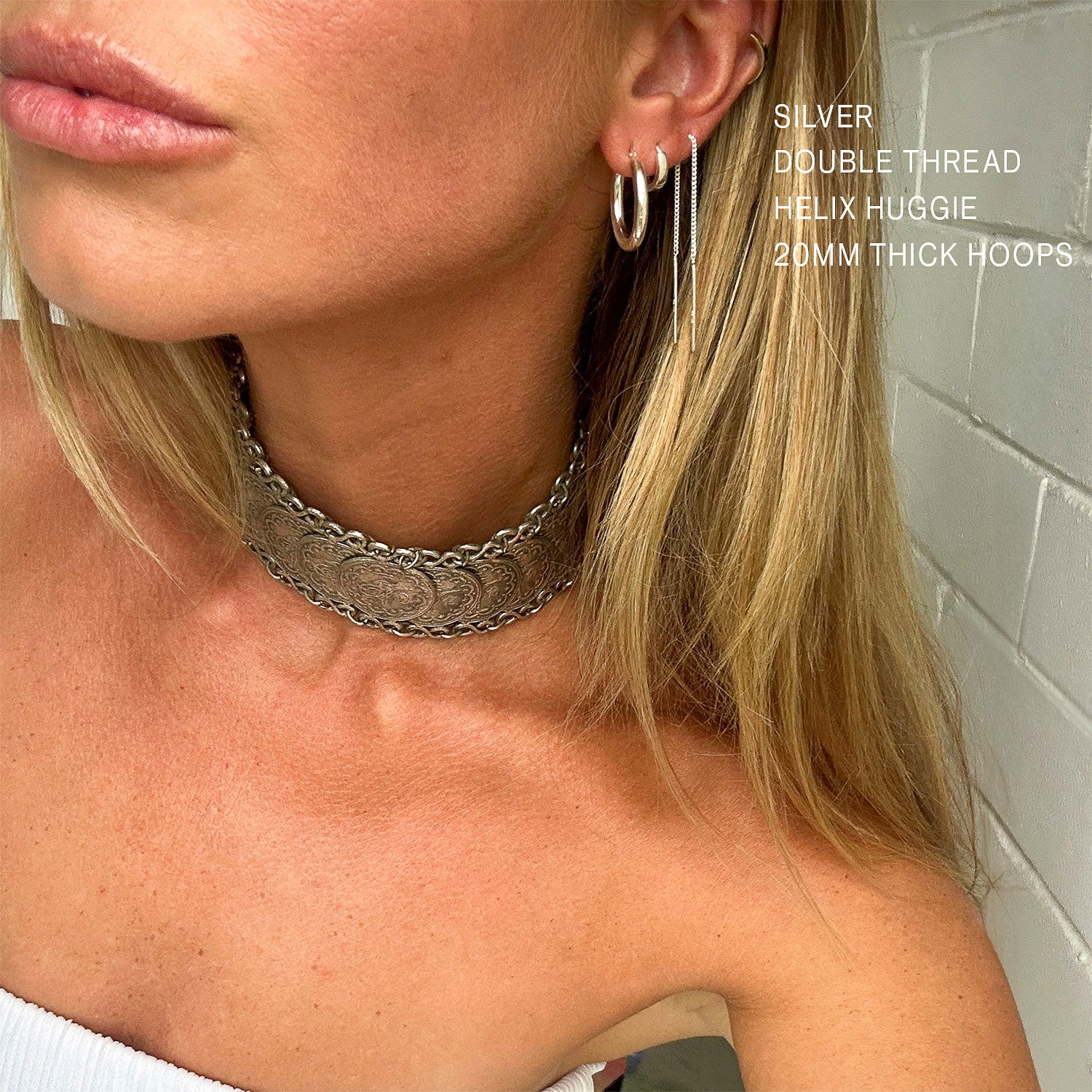 Double Thread Earring - Silver