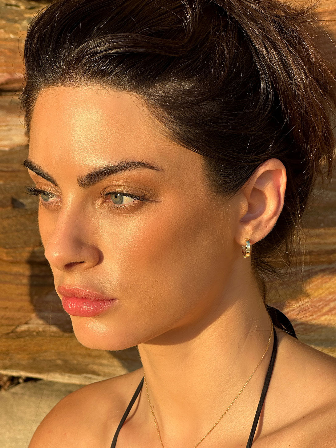 Textured Gold Huggie Hoops