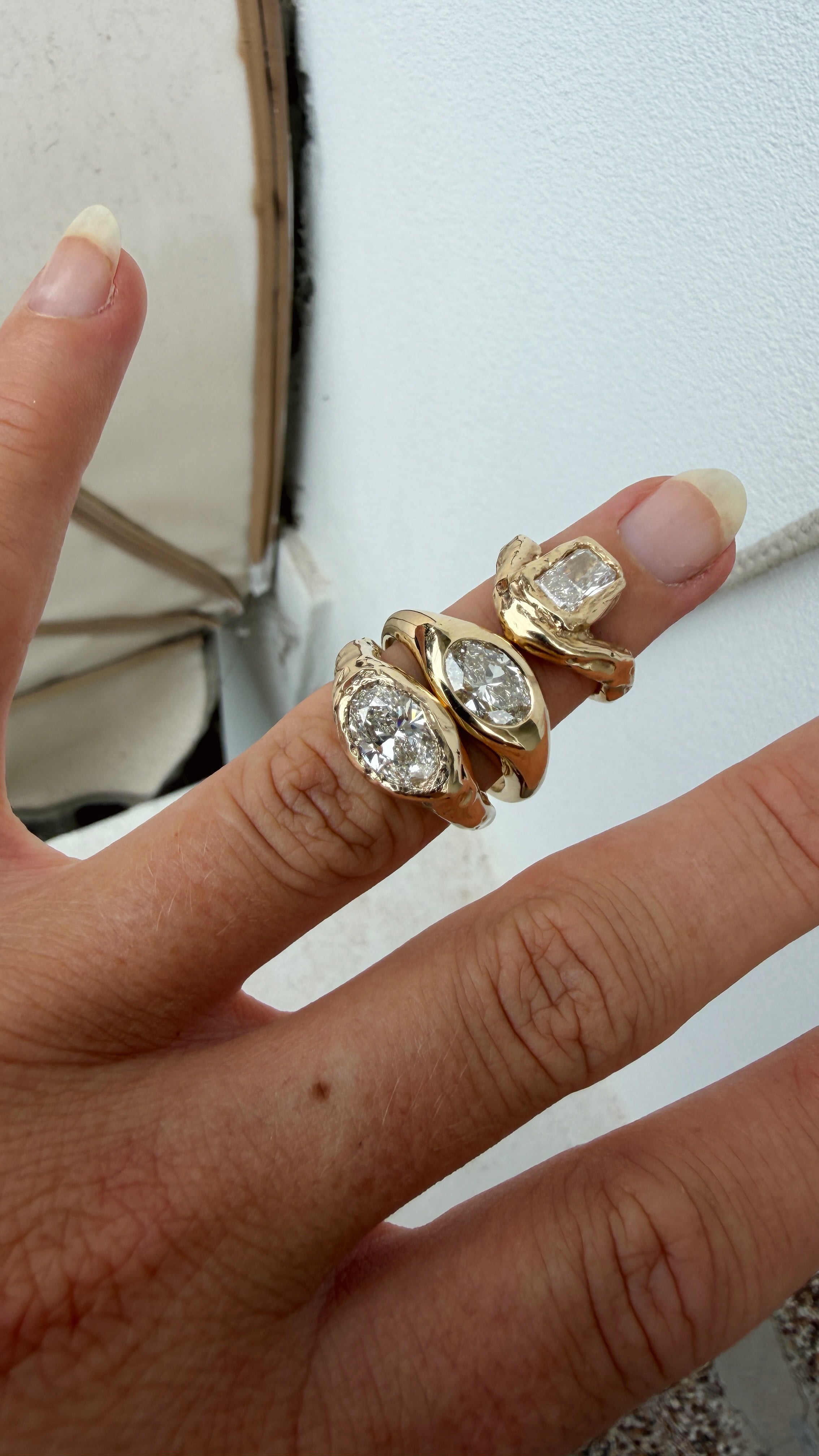 Texture Oval Diamond Engagement Ring