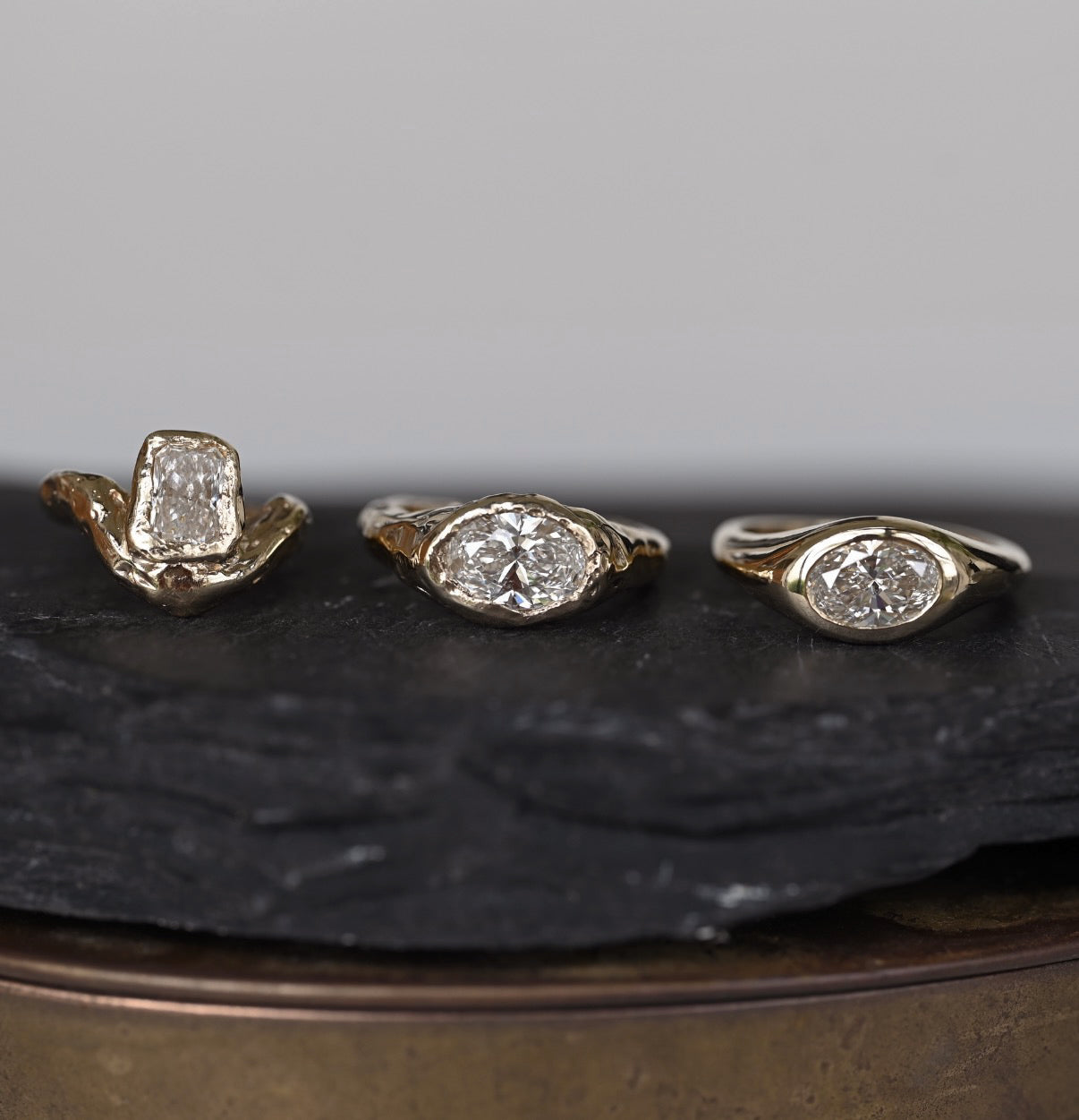 Texture Oval Diamond Engagement Ring