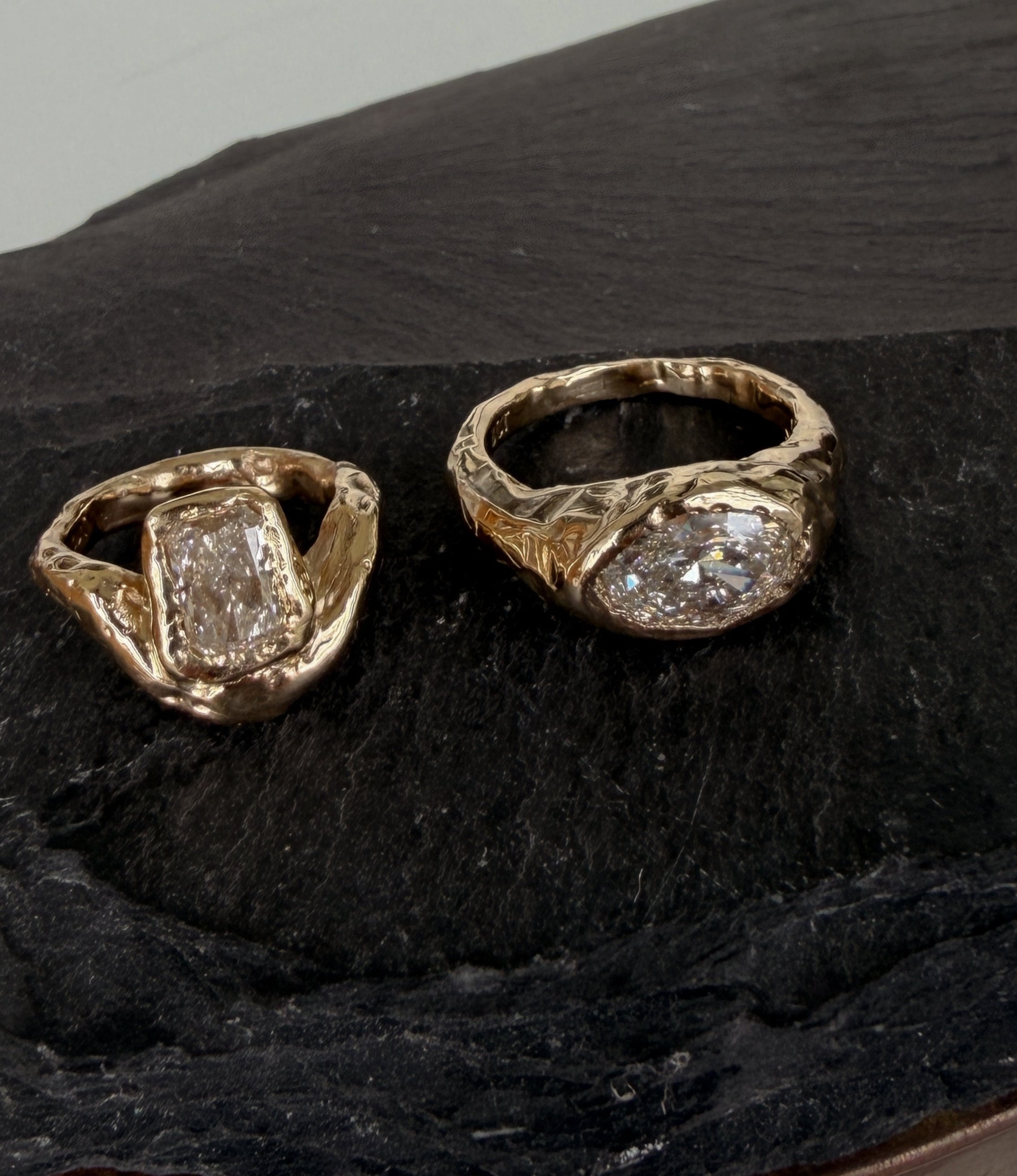 Texture Oval Diamond Engagement Ring