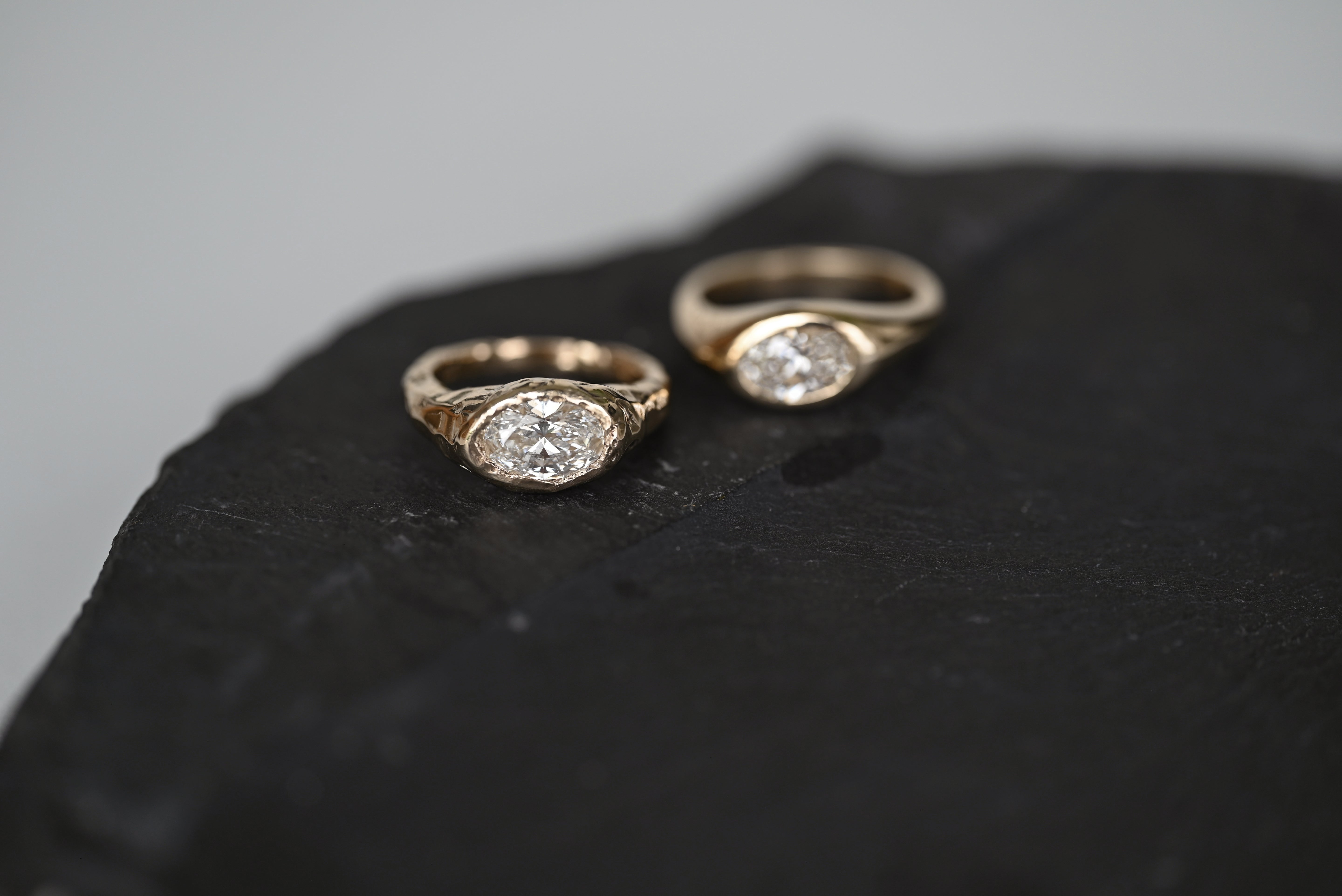 Texture Oval Diamond Engagement Ring