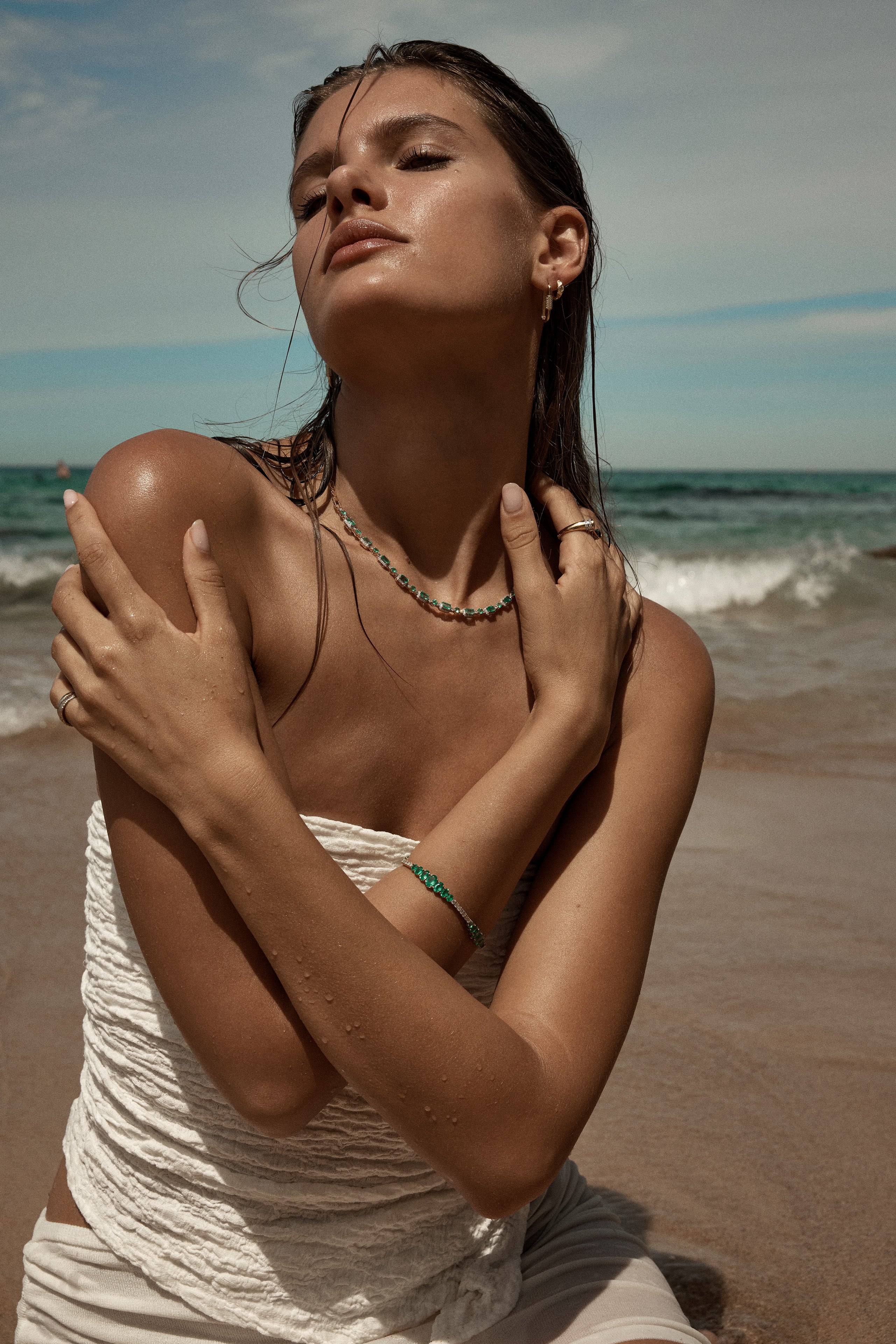 Zambian Emerald and Diamond Bracelet 18k Gold