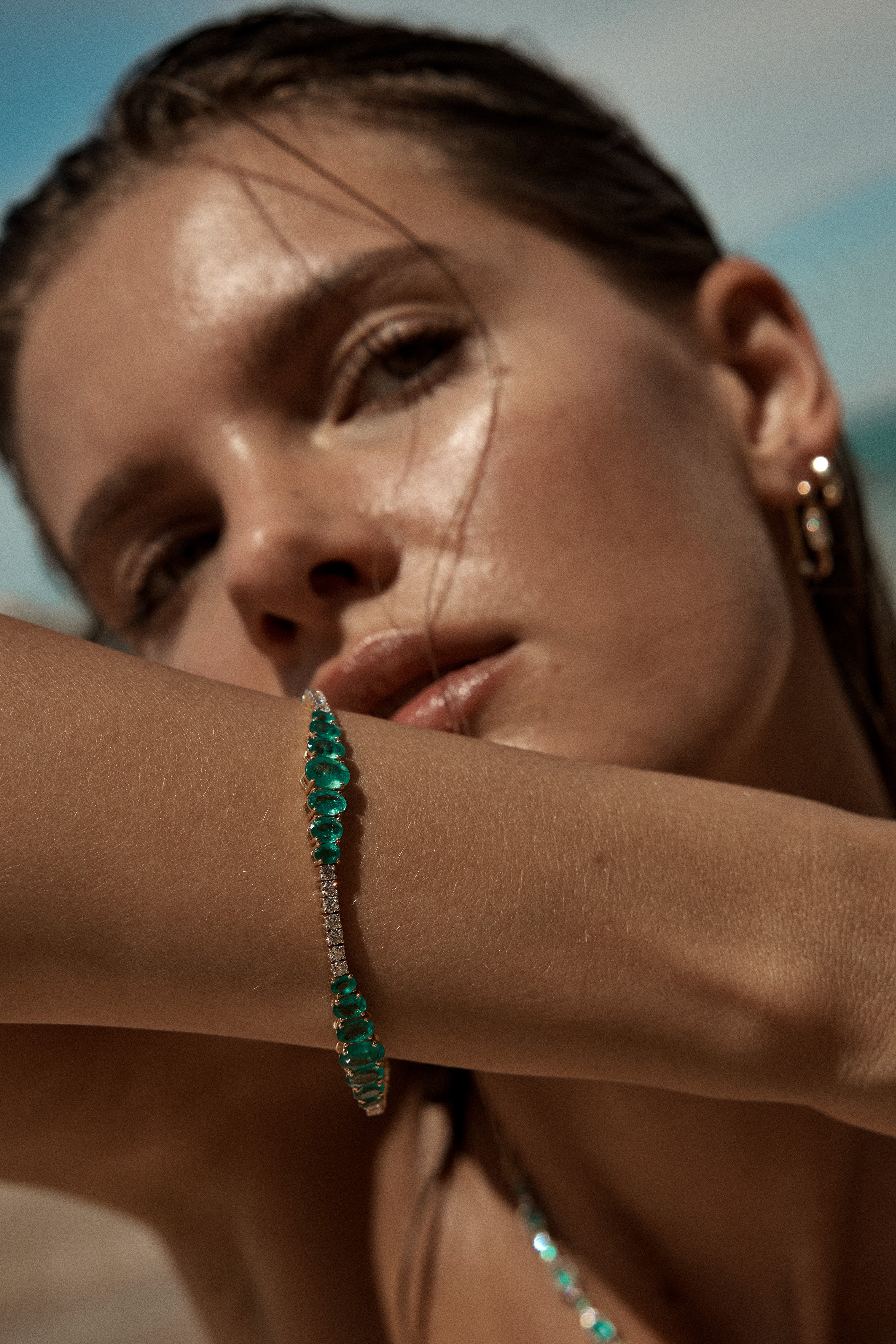 Zambian Emerald and Diamond Bracelet 18k Gold