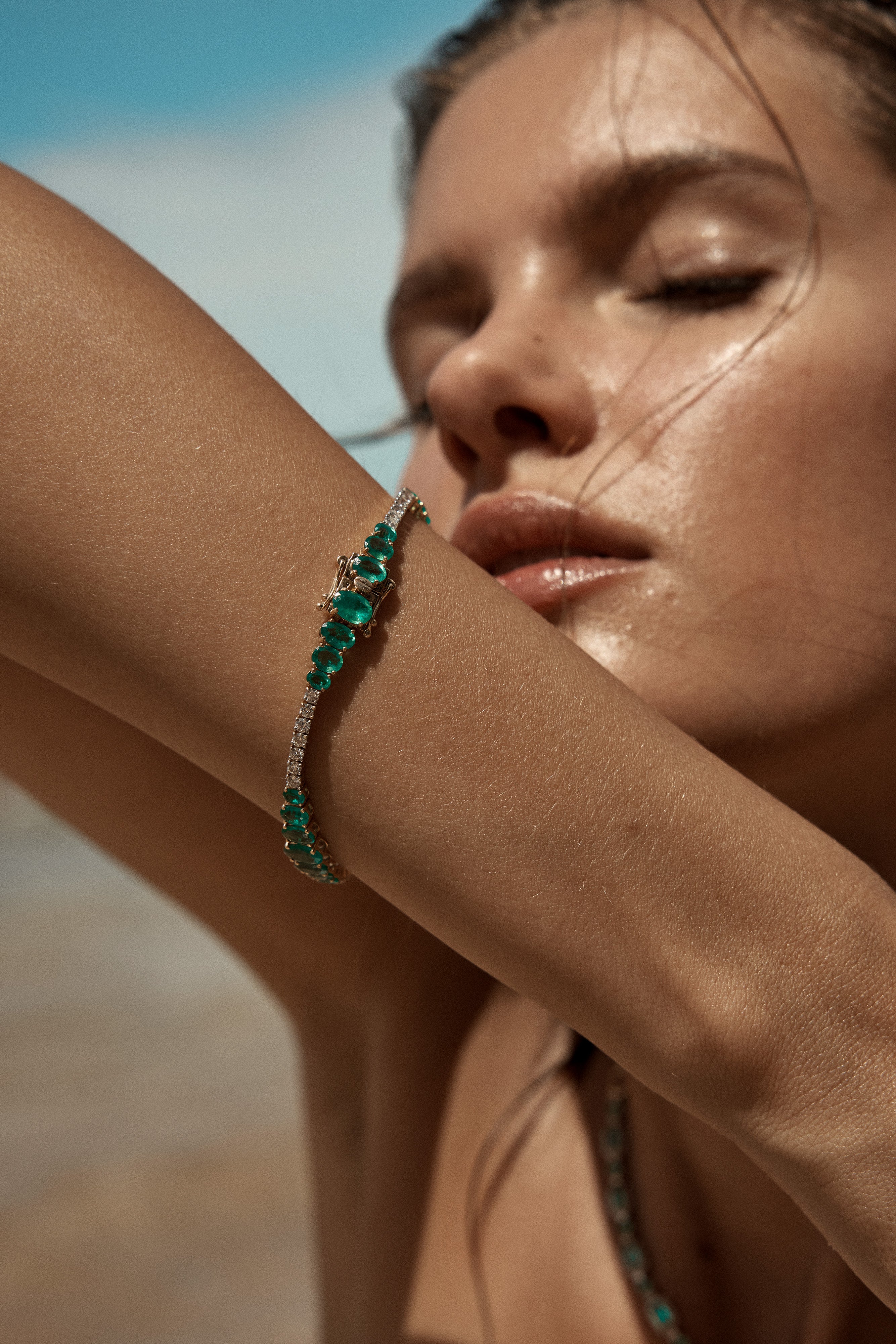 Zambian Emerald and Diamond Bracelet 18k Gold