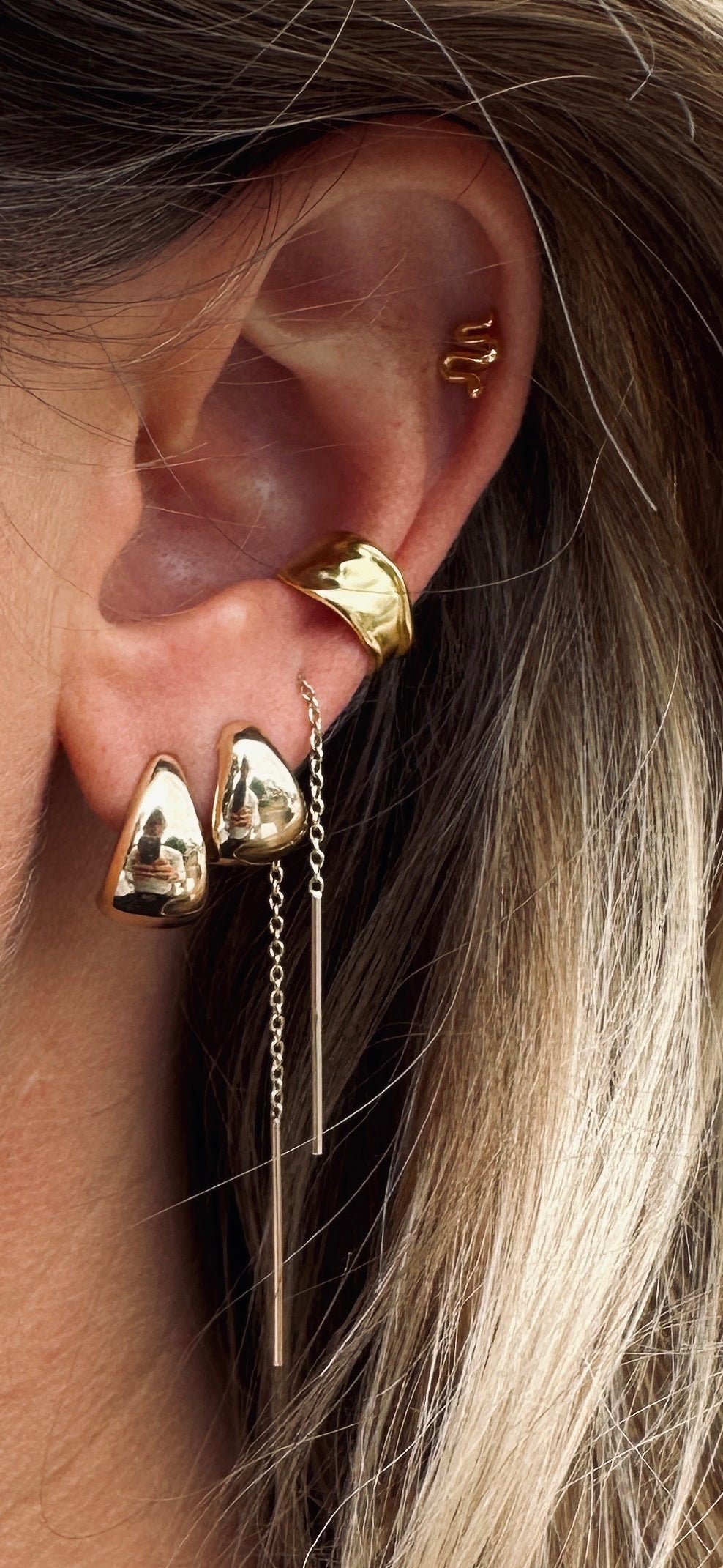 Double Thread earring - Gold
