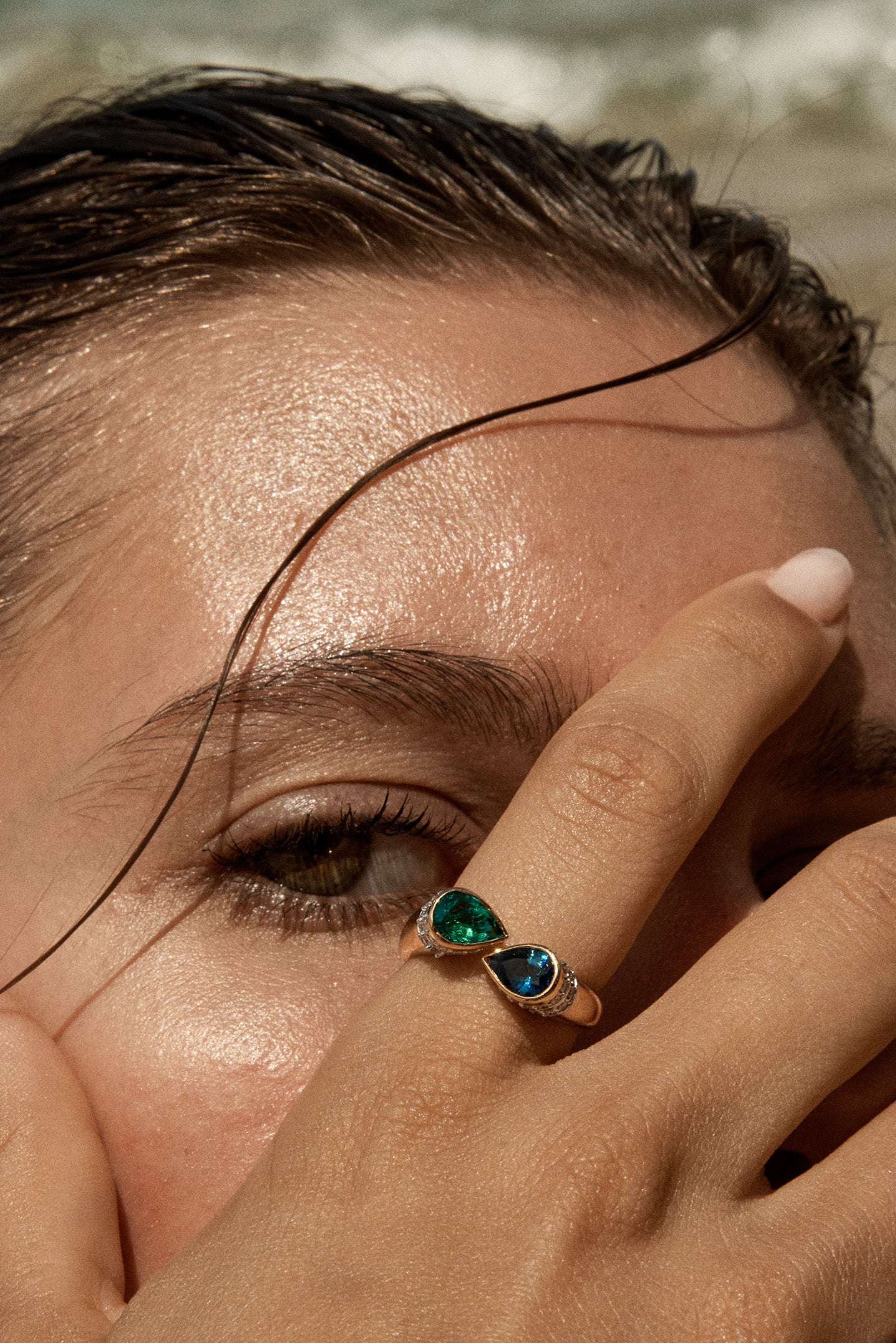 Emerald & Sapphire Ring 18k Gold | The Odyssey Ring