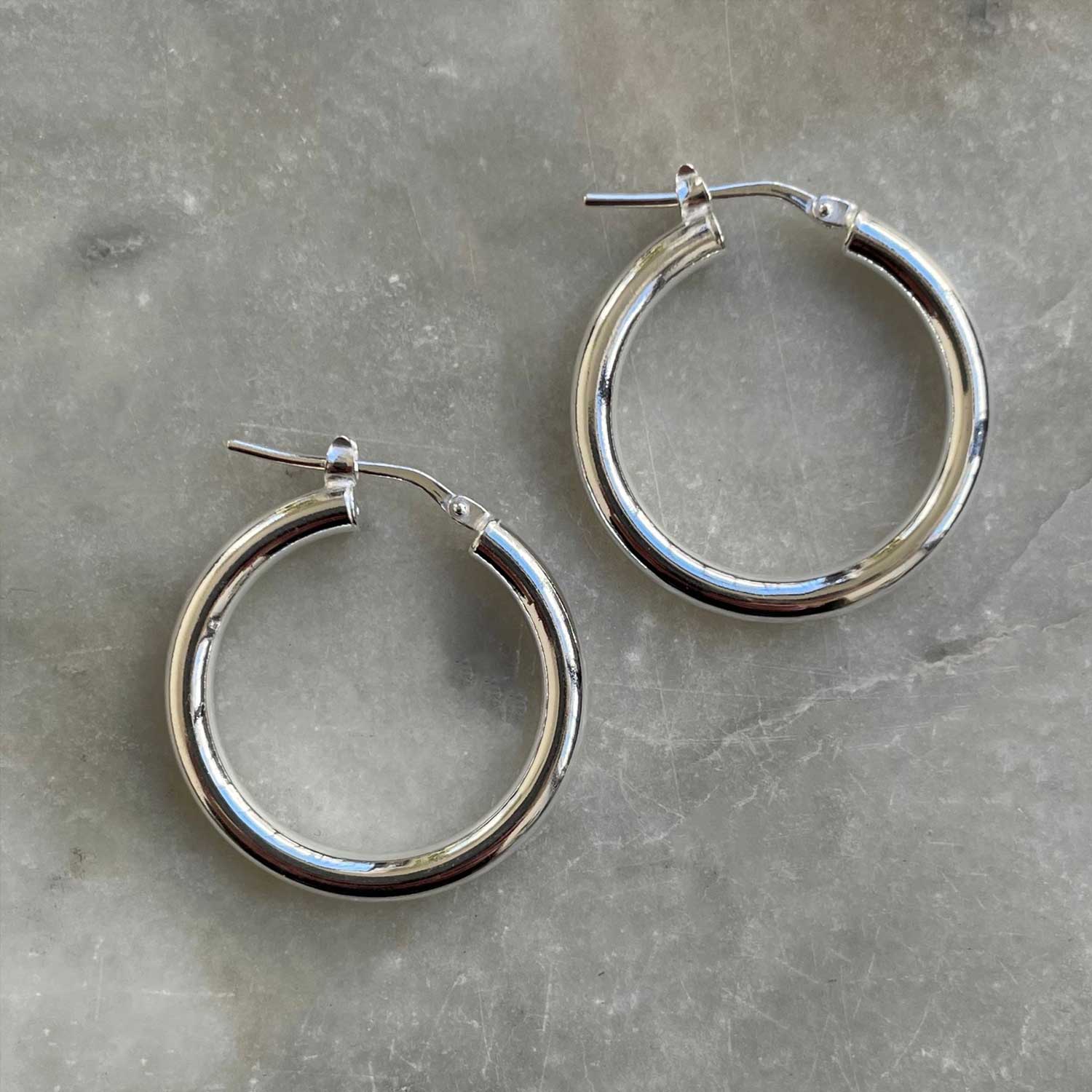 Silver 20mm Thick Hoops