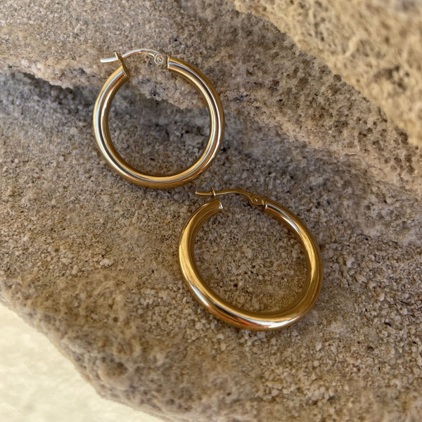 9ct Gold 20mm Solid Gold Thick Hoop Earrings