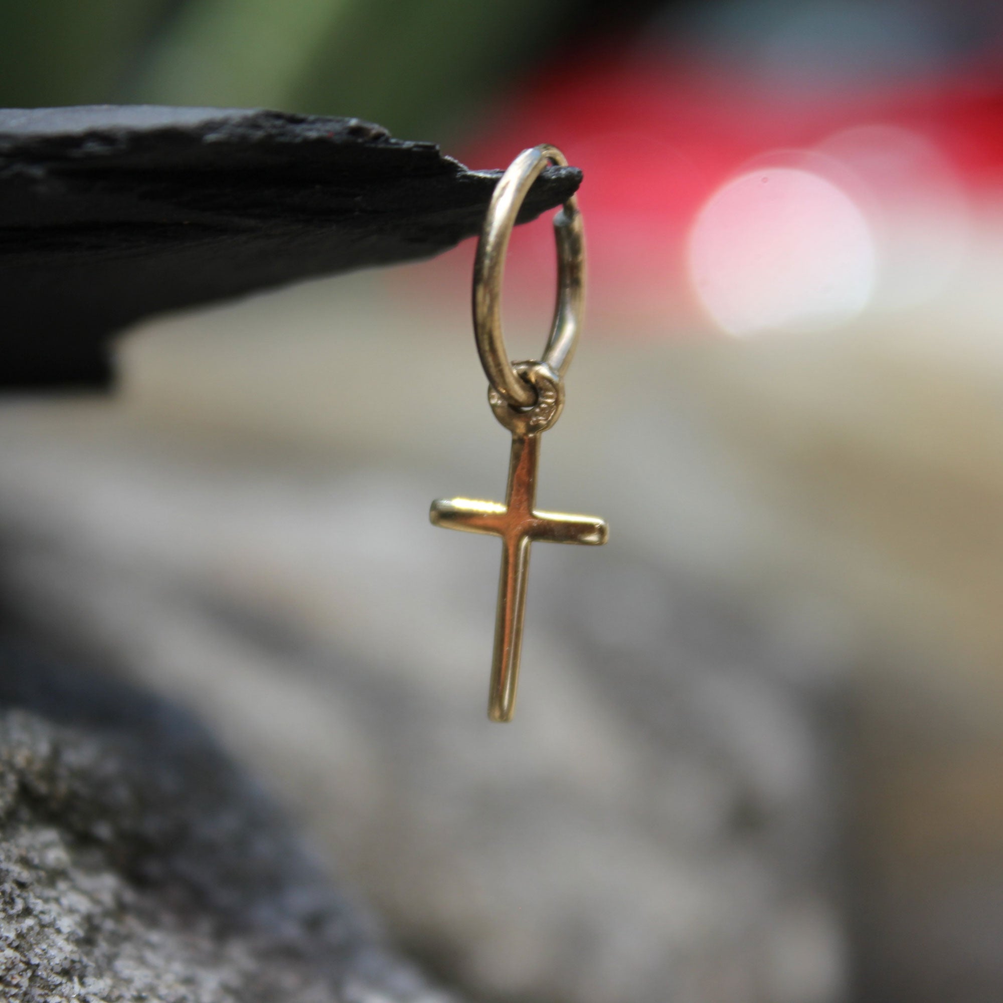 9ct-Gold-Cross-Drop-Huggie-Hoop-Earrings