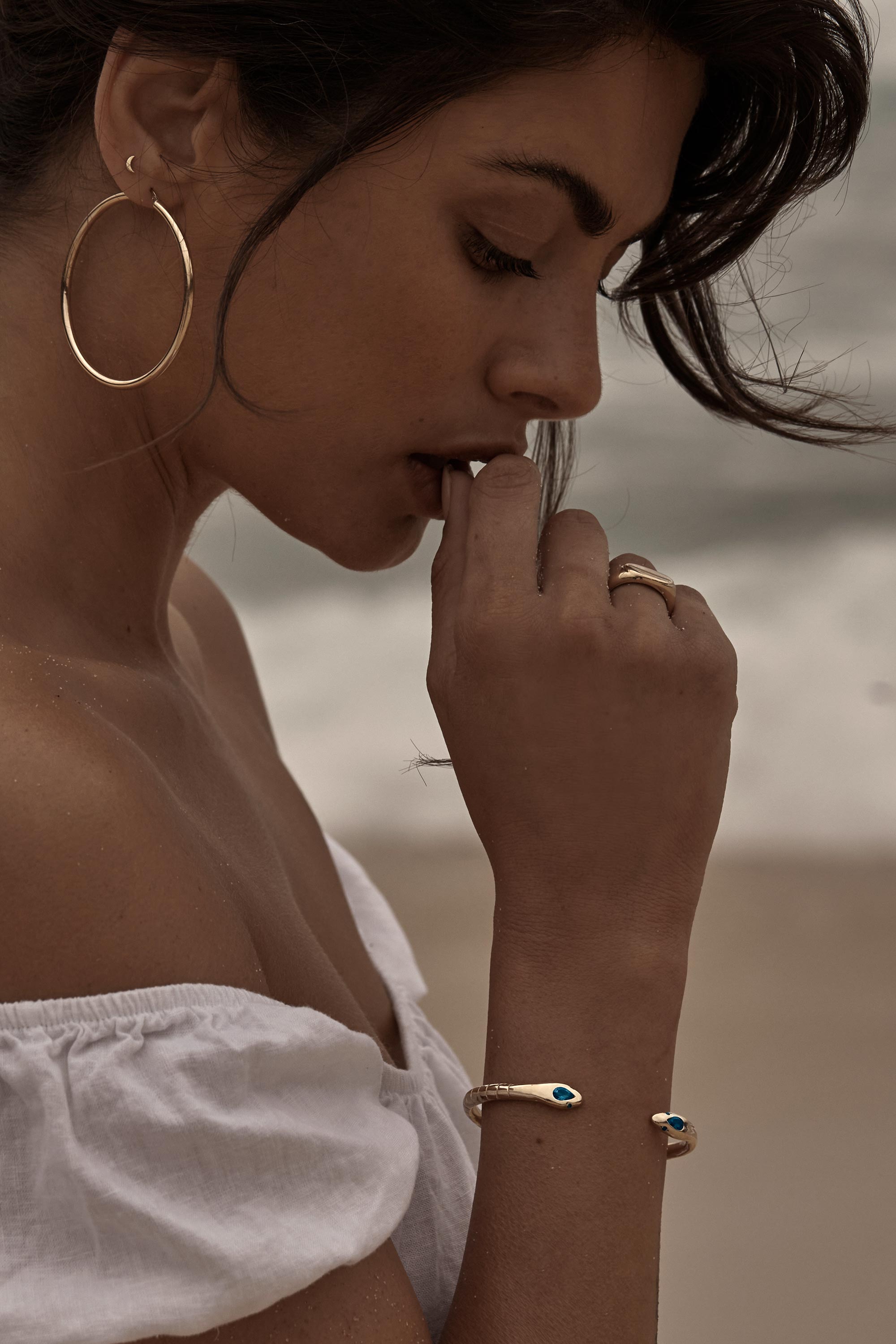 Medusa Blue Topaz Snake Cuff