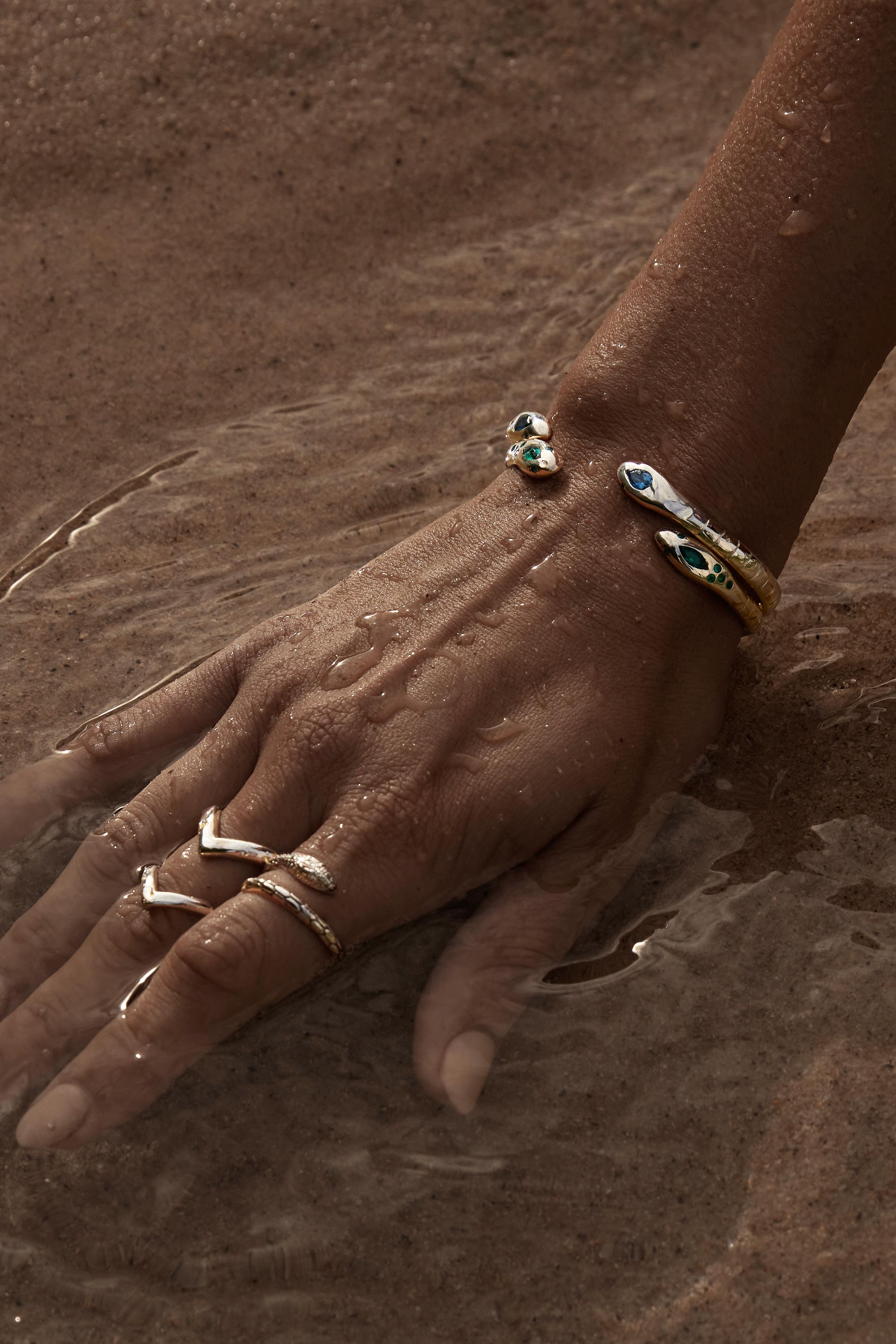 Medusa Blue Topaz Snake Cuff