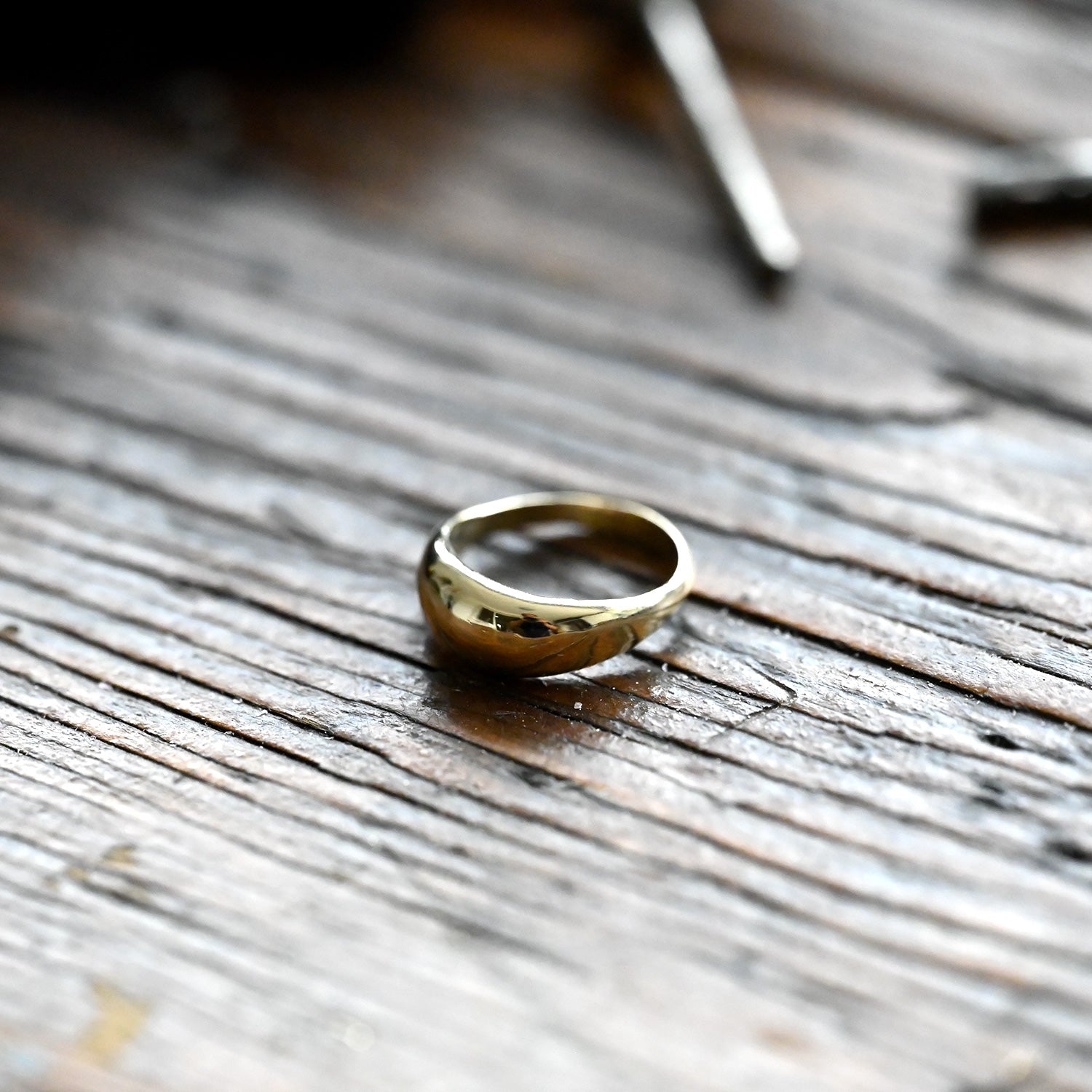 Curved Dome Shaped Ring in Gold
