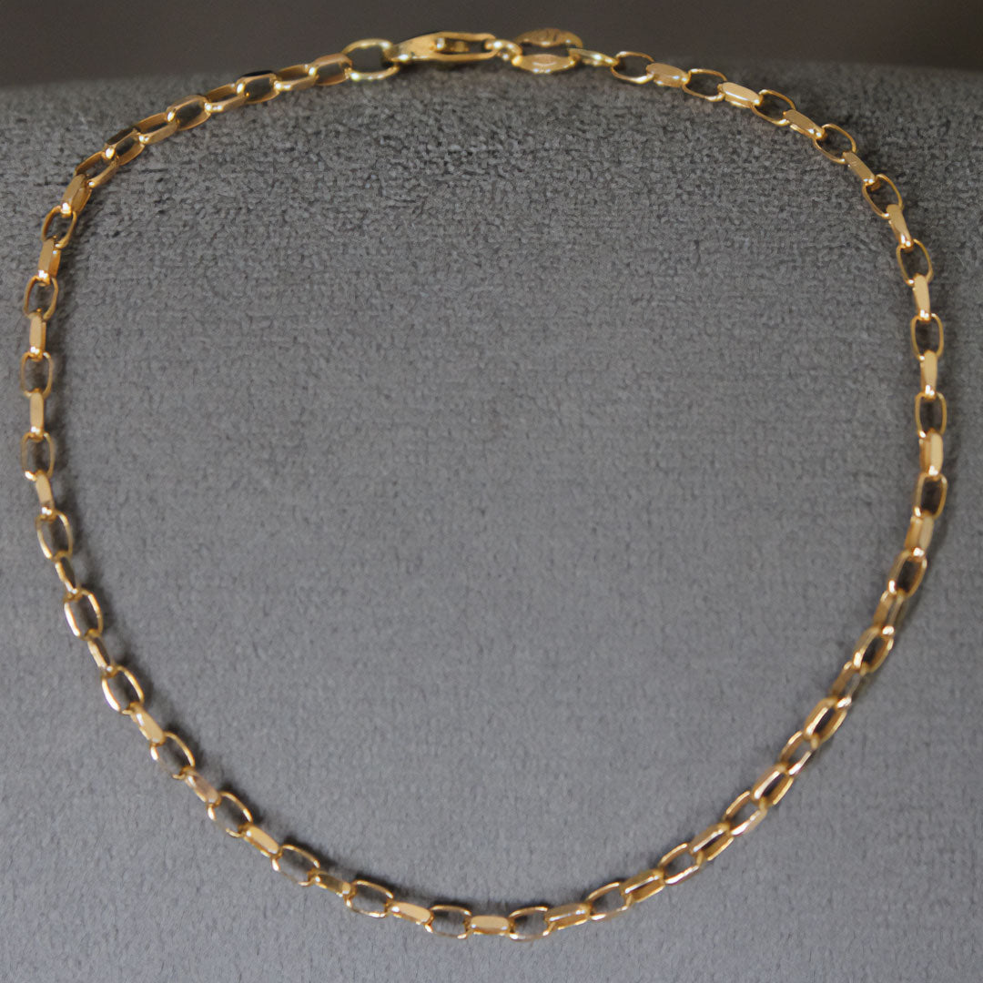 Solid-Gold-9ct-9k-Cleopatras-Yello-Gold-Oval-Belcher-Cut-Chain-Bracelet-for-men-women