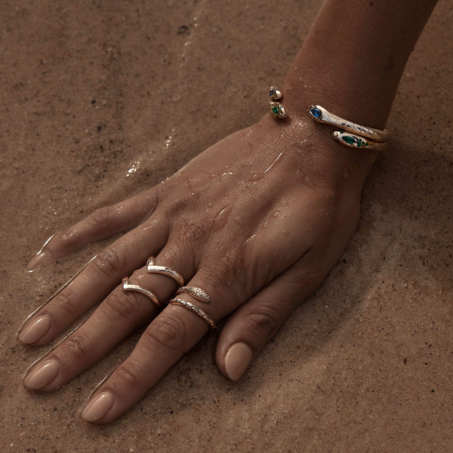 Emerald Snake Cuff