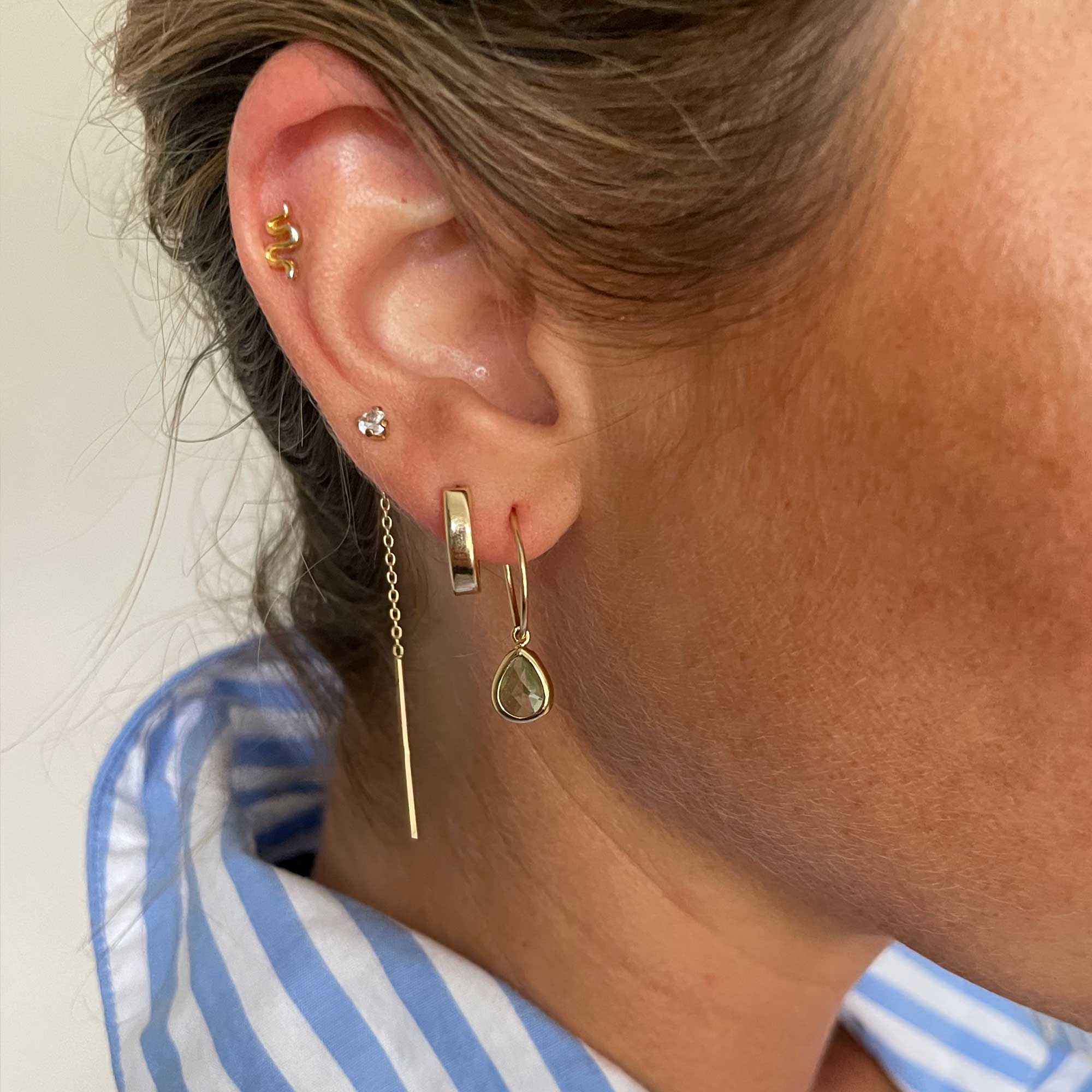 Yellow Gold Thin Oval Huggies