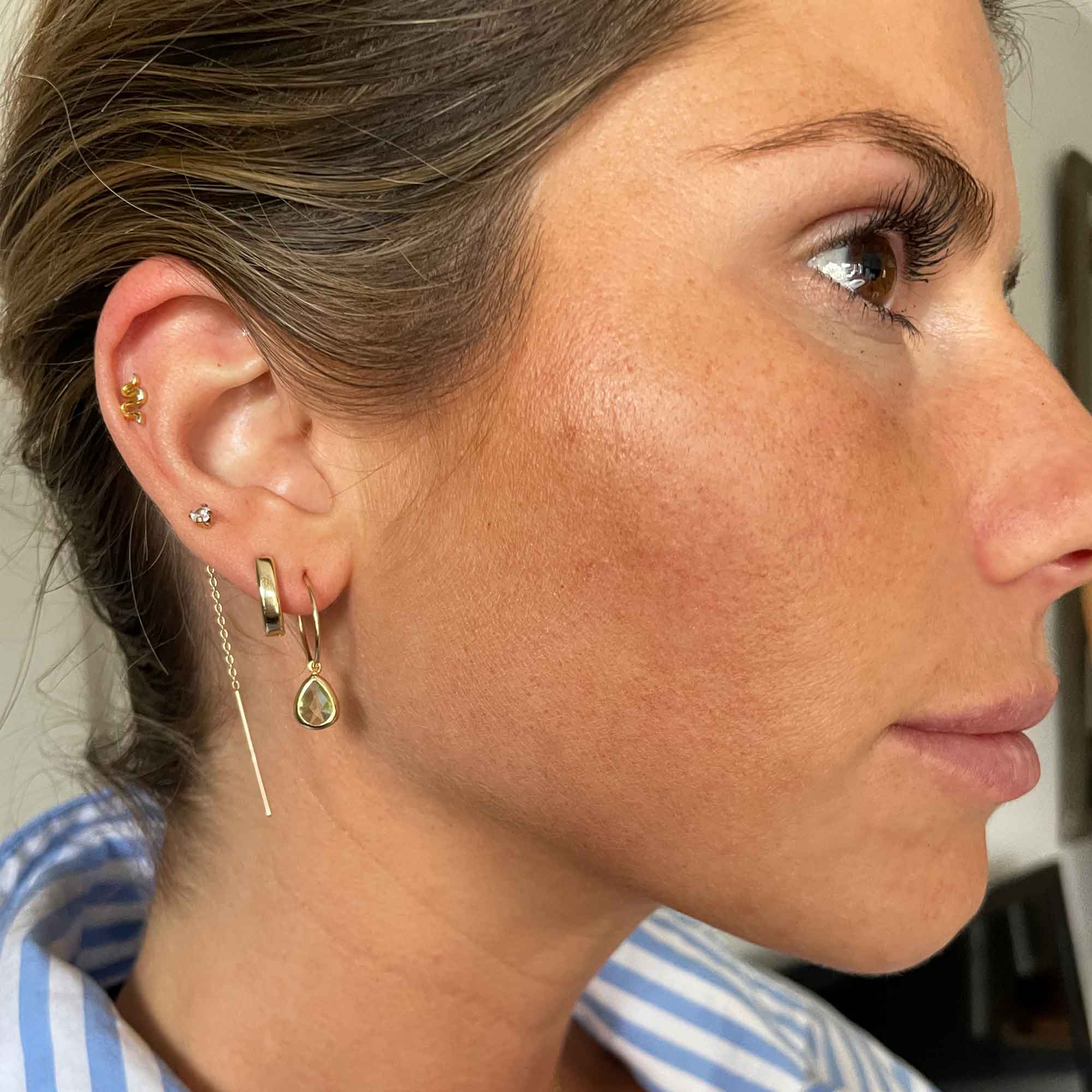 Yellow Gold Thin Oval Huggies