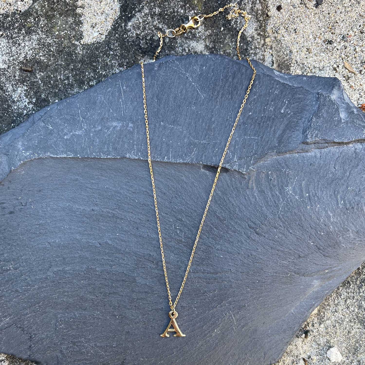 Petite Letter Necklace - Solid Gold