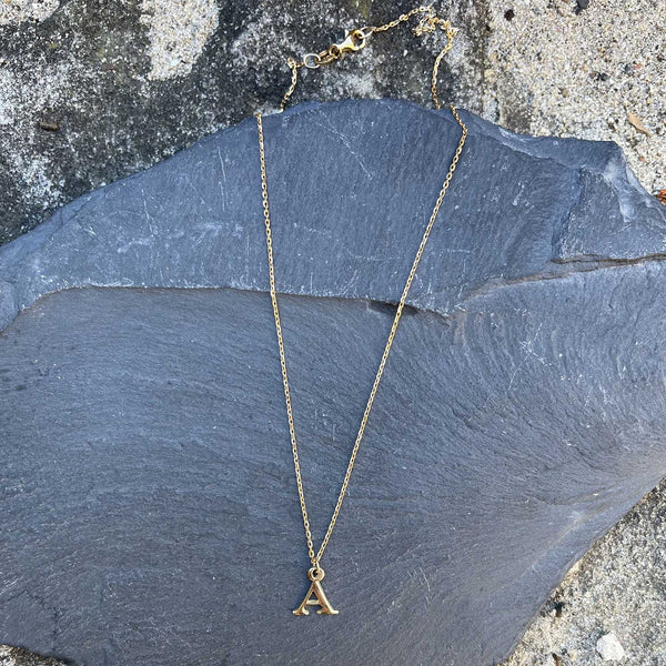 Petite Letter Necklace - Solid Gold