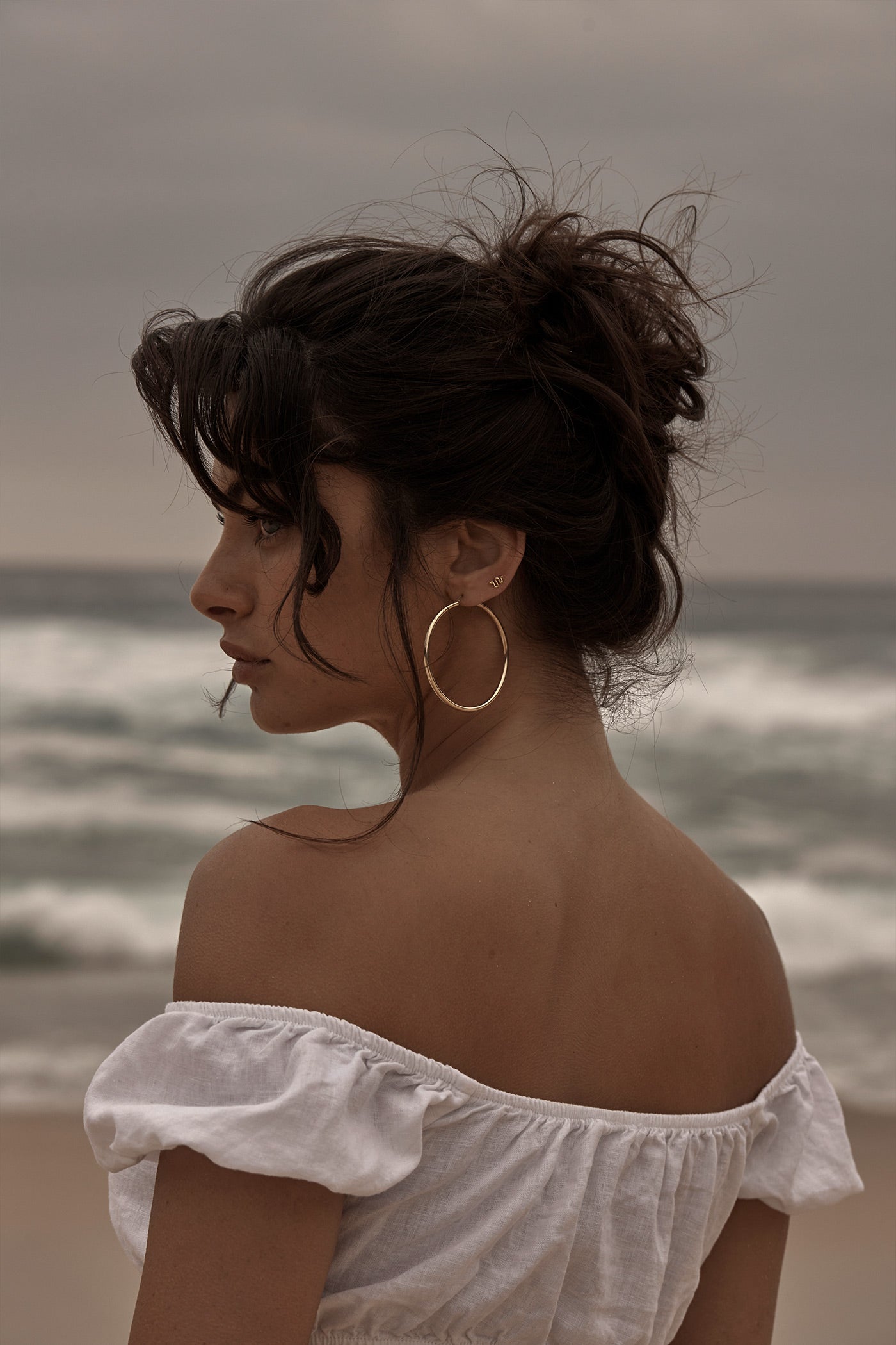 Solid Gold Hoops Large Gold Hoop Earring 50mm