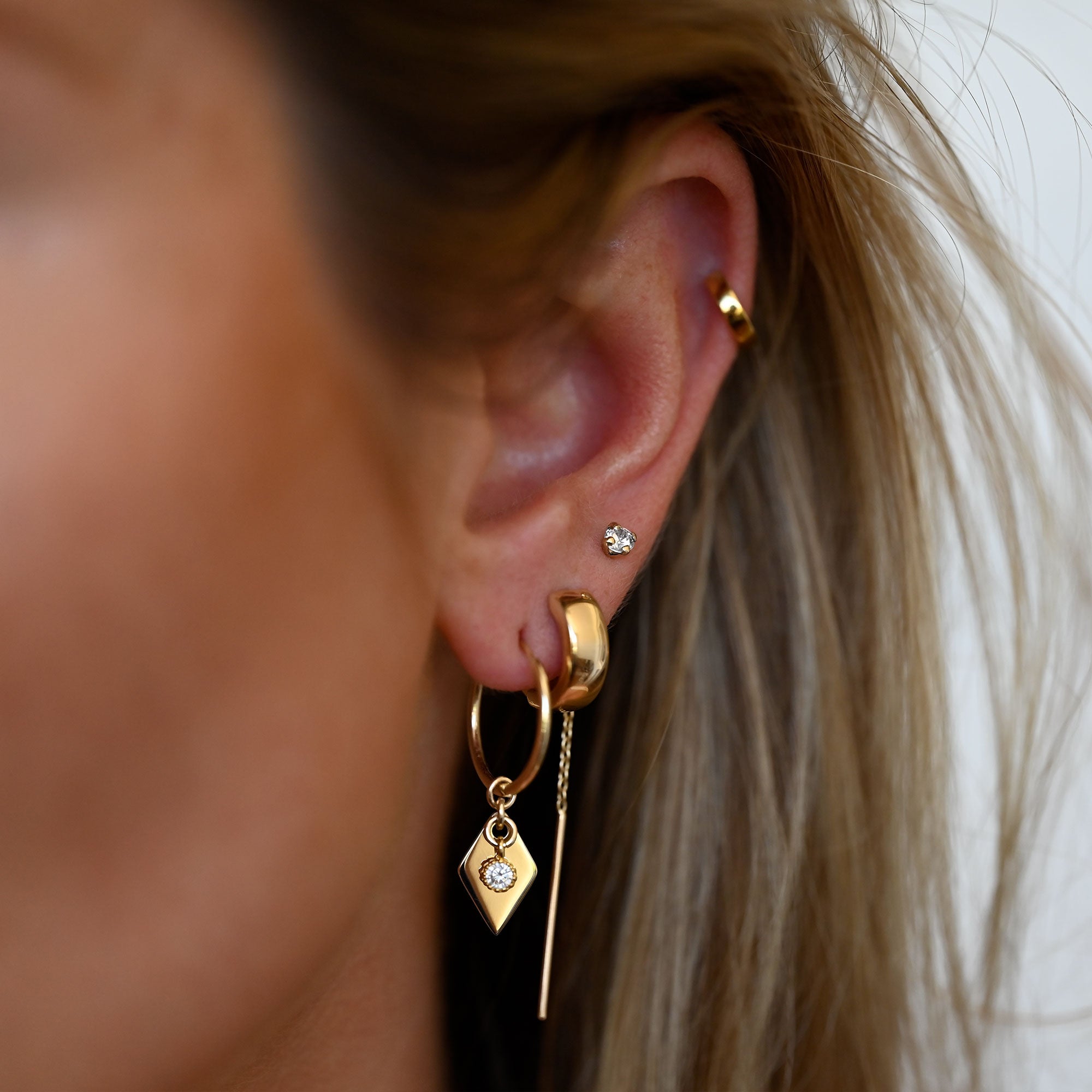 The White CZ & Gold Hoops