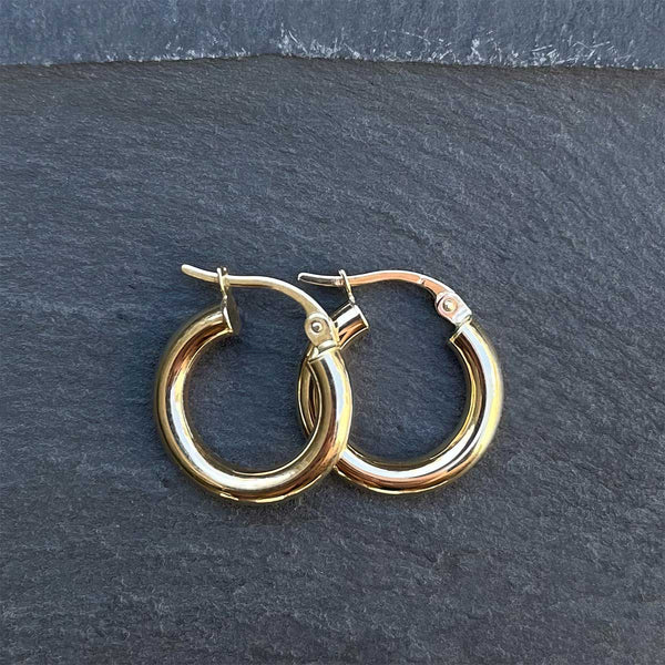 Solid Gold Hoops Thick - 10mm