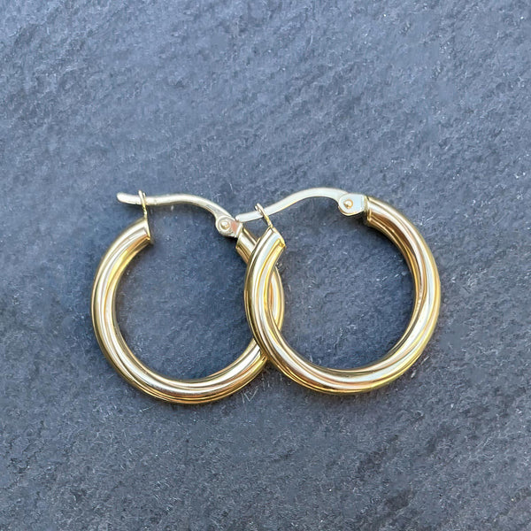 Solid Gold Twist Hoops - 15mm