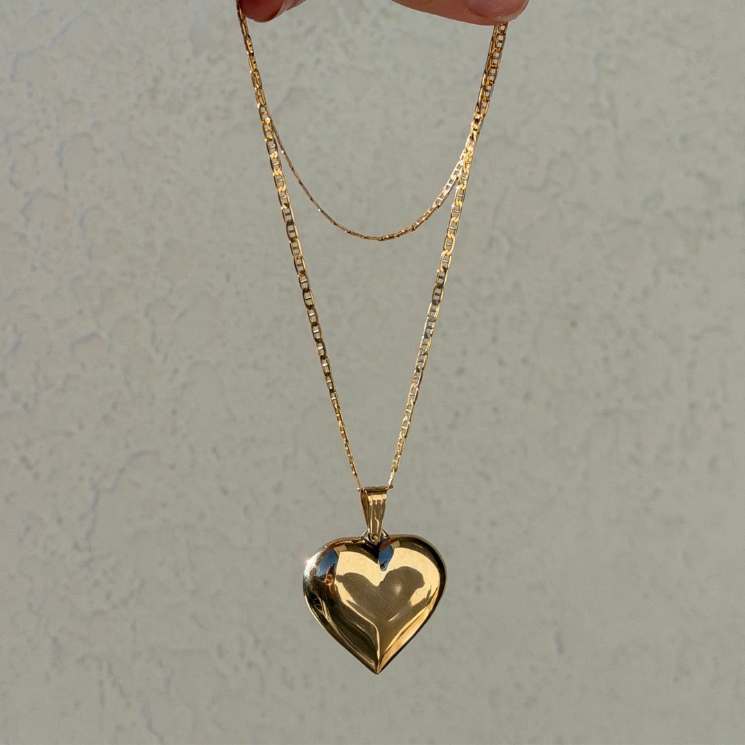 Gold Puff Heart Necklace