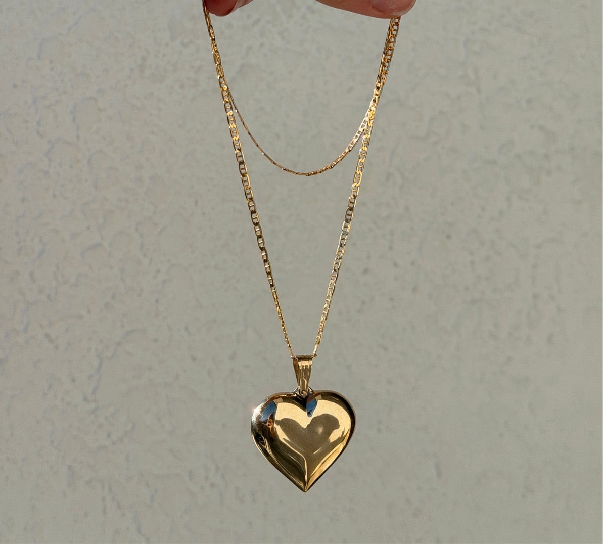 Gold Puff Heart Necklace