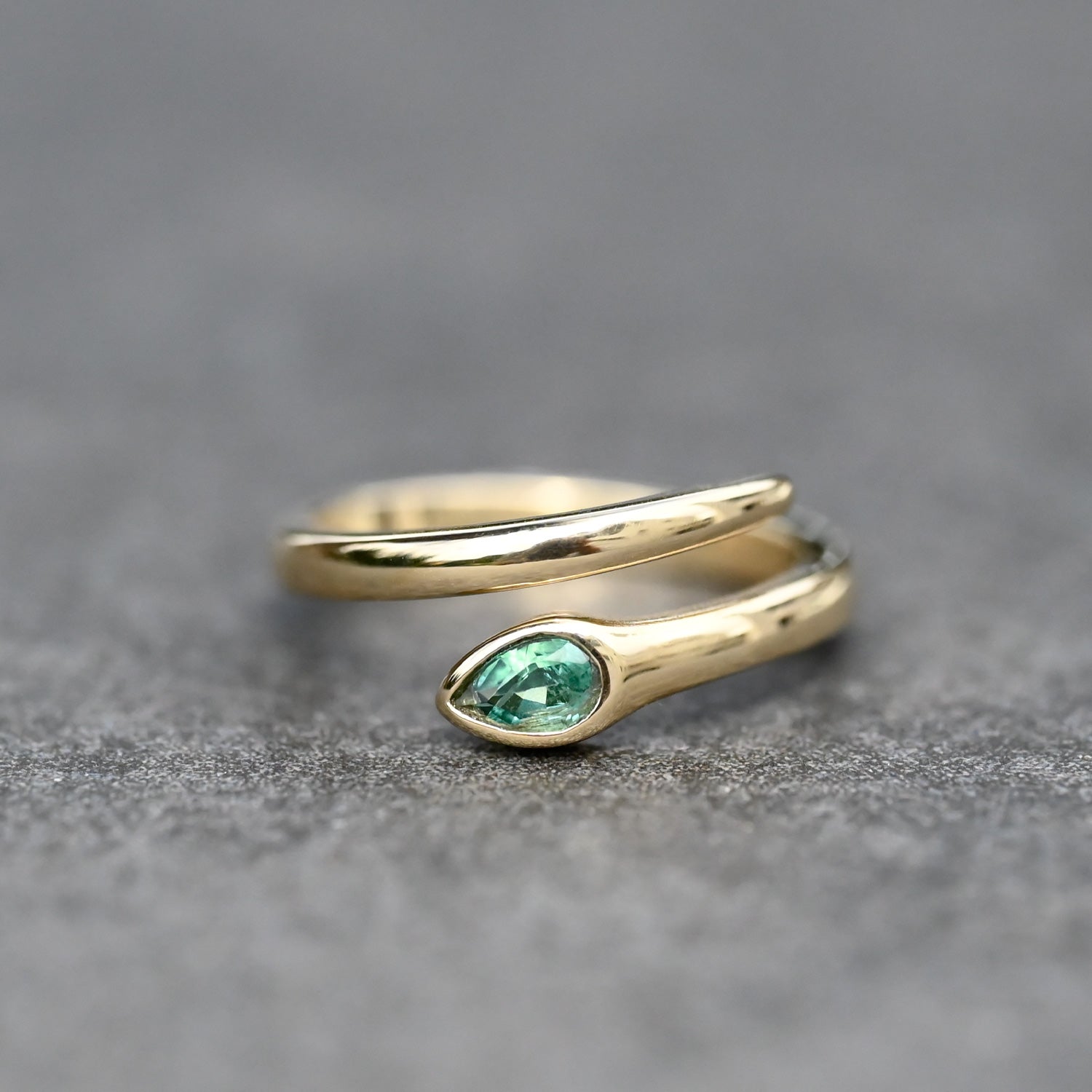 Colombian Snake Ring with Pear shaped Emerald