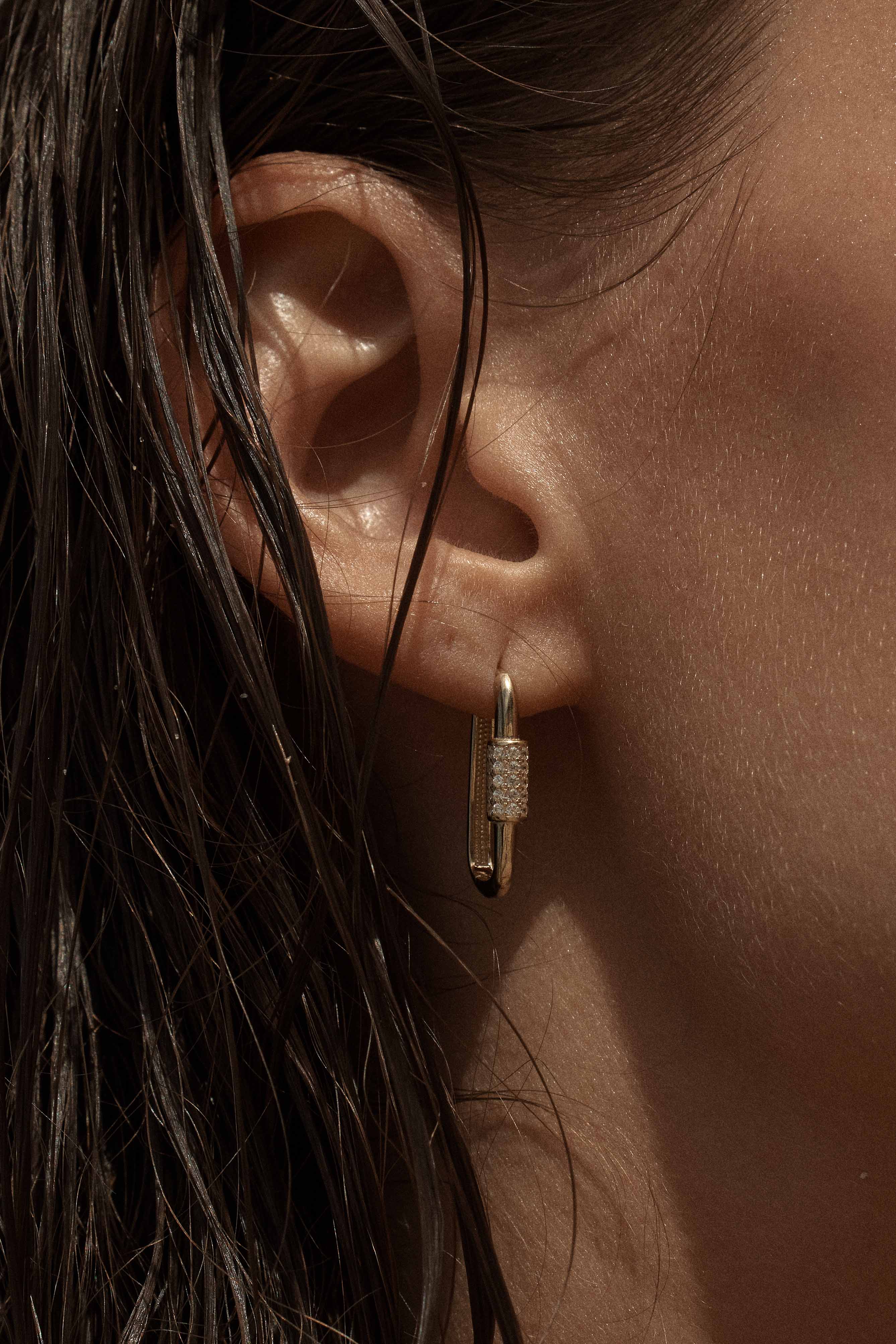 Fancy Paperclip Huggies in 9ct Solid Gold