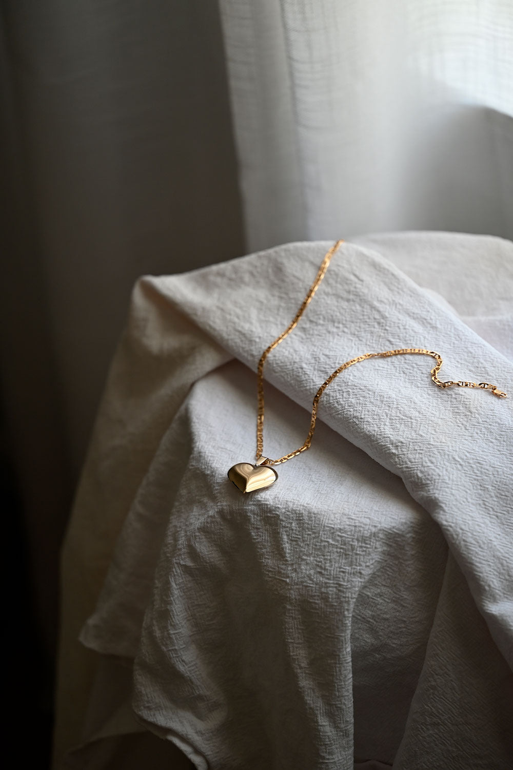 Gold Puff Heart Necklace