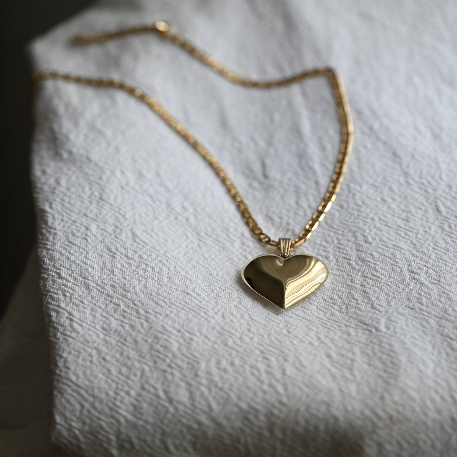 Gold Puff Heart Necklace