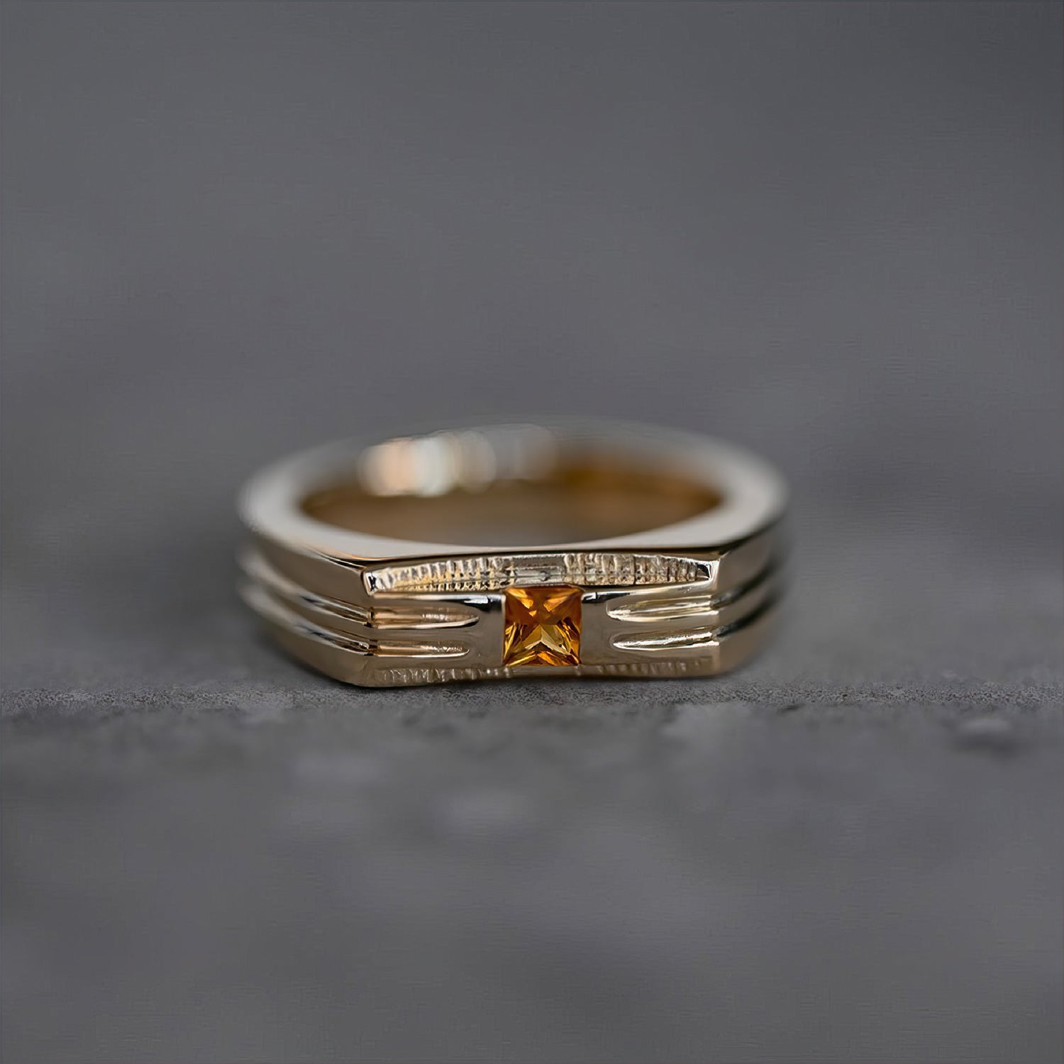 Gold Ring with Citrine Gemstone