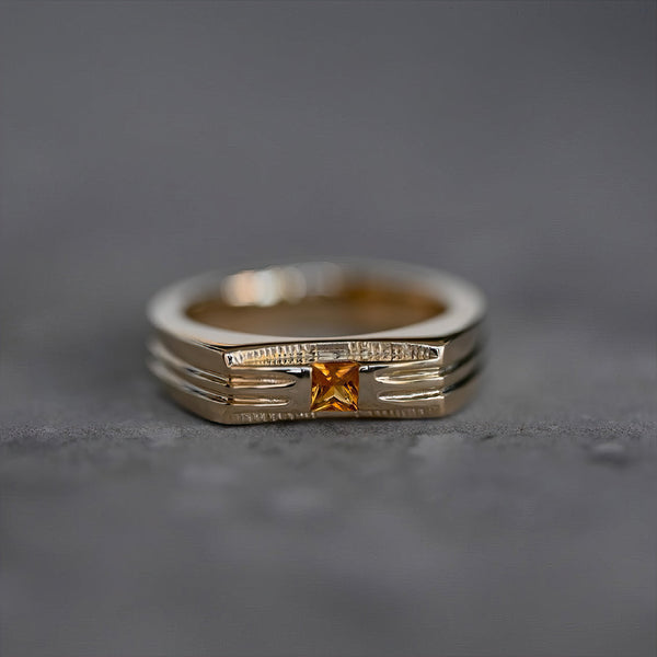 Gold Ring with Citrine Gemstone