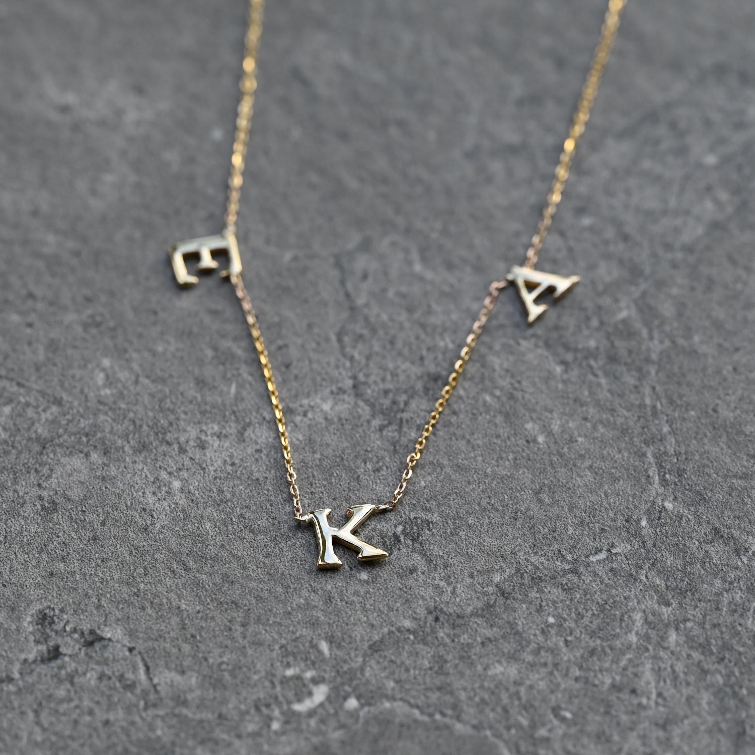 3 Letter Initial Necklace Solid Gold