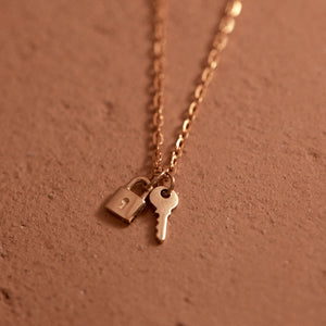 Petite Lock and Key Necklace 9ct Solid Gold