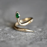 Emerald Gold Snake Ring