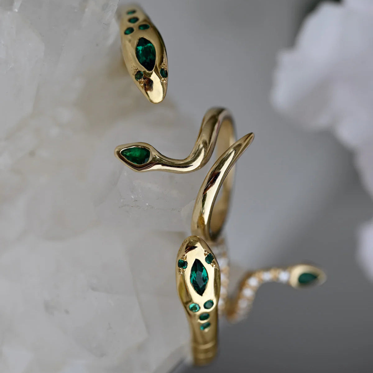 Emerald Gold Snake Ring