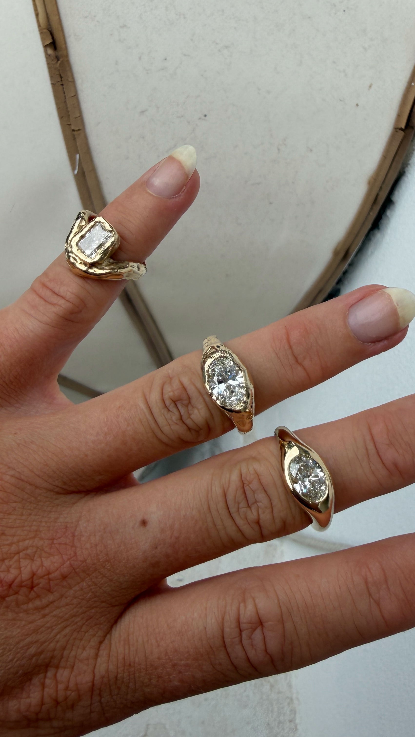 Texture Oval Diamond Engagement Ring