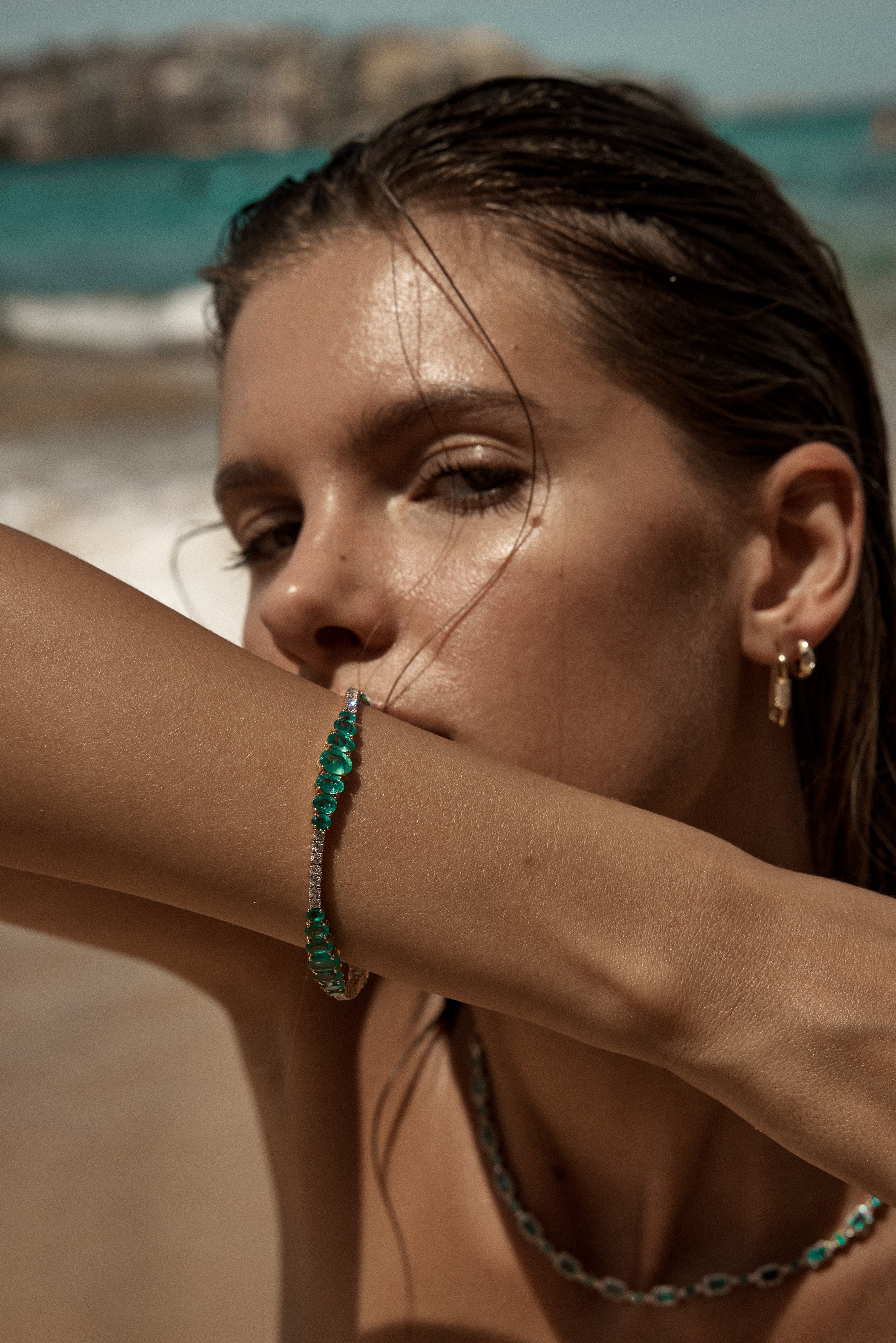 Zambian Emerald and Diamond Bracelet 18k Gold